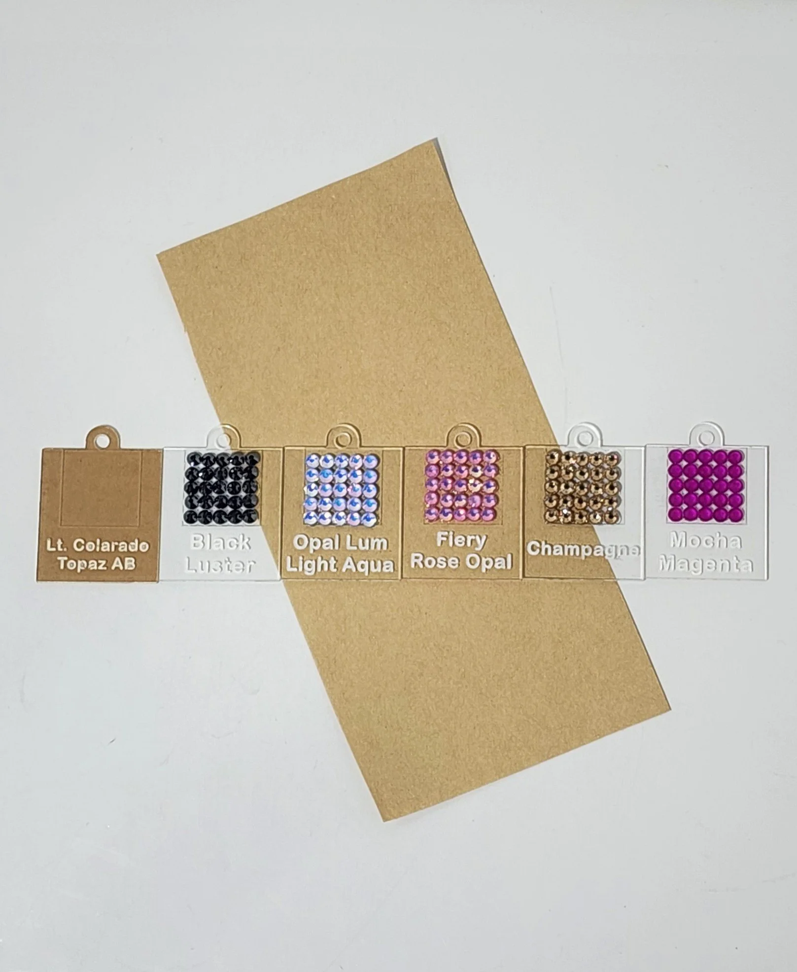Rhinestone Sample Tags Engraved for DFR Rhinestones-Individual Colors