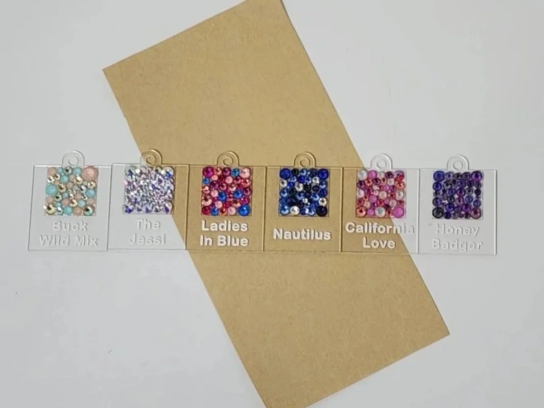 Rhinestone Sample Tags Engraved for DFR Custom Mixes