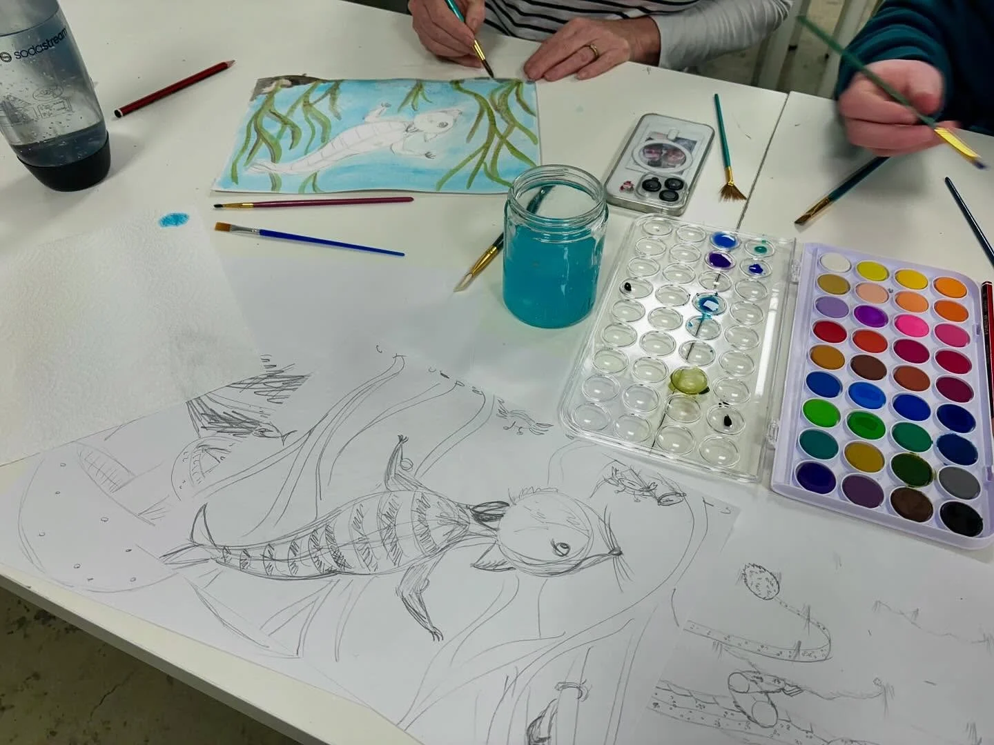 Such a fun workshop this morning at @cdwstudios for my school holidays #curiouscreatures #watercolour workshop. Check out some of the amazing designs that they came up with!! Not to mention the great story ideas&hellip; cat crocodile ninja - can&rsqu