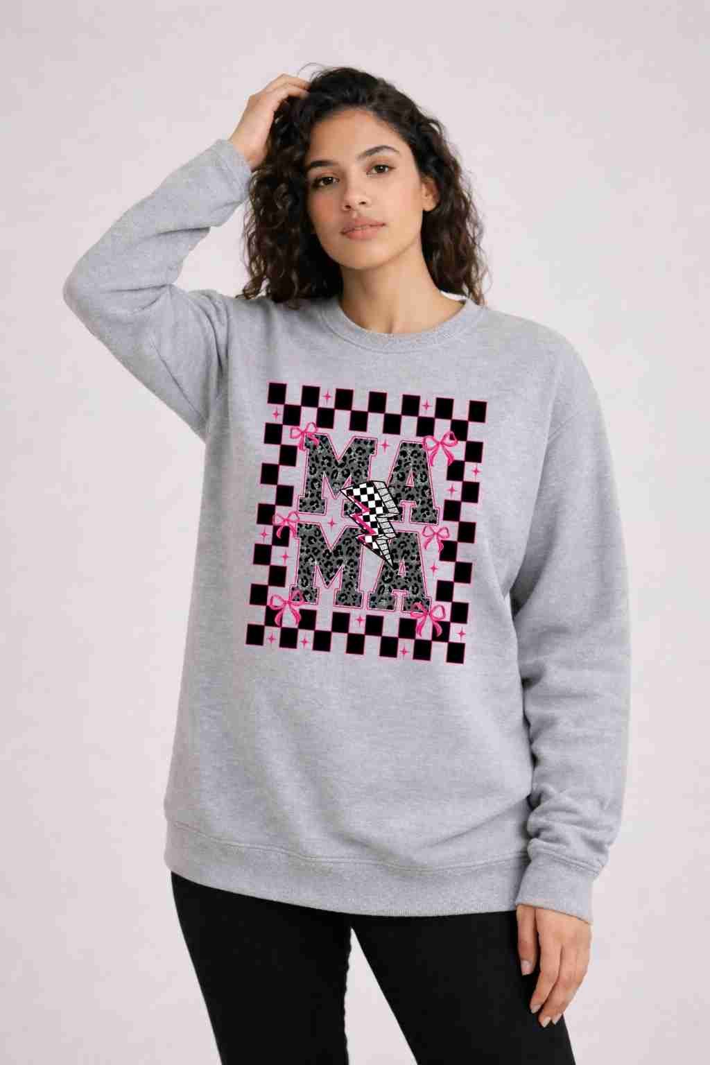 Checkered Pink Mama Sweater