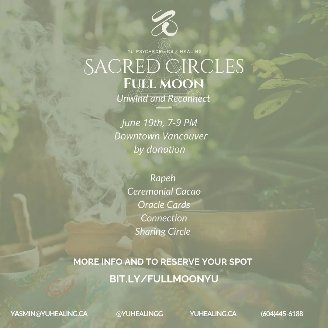🌕✨ Sacred Circle: Full Moon Edition 🌿✨

Join us for a transformative evening preparing for the full moon as we gather for a Sacred Circle with Rapeh and Ceremonial Cacao. 🌌💫

Date: June 19, 2024
Time: 7:00 PM - 9:00 PM
Location: Downtown Vancouve