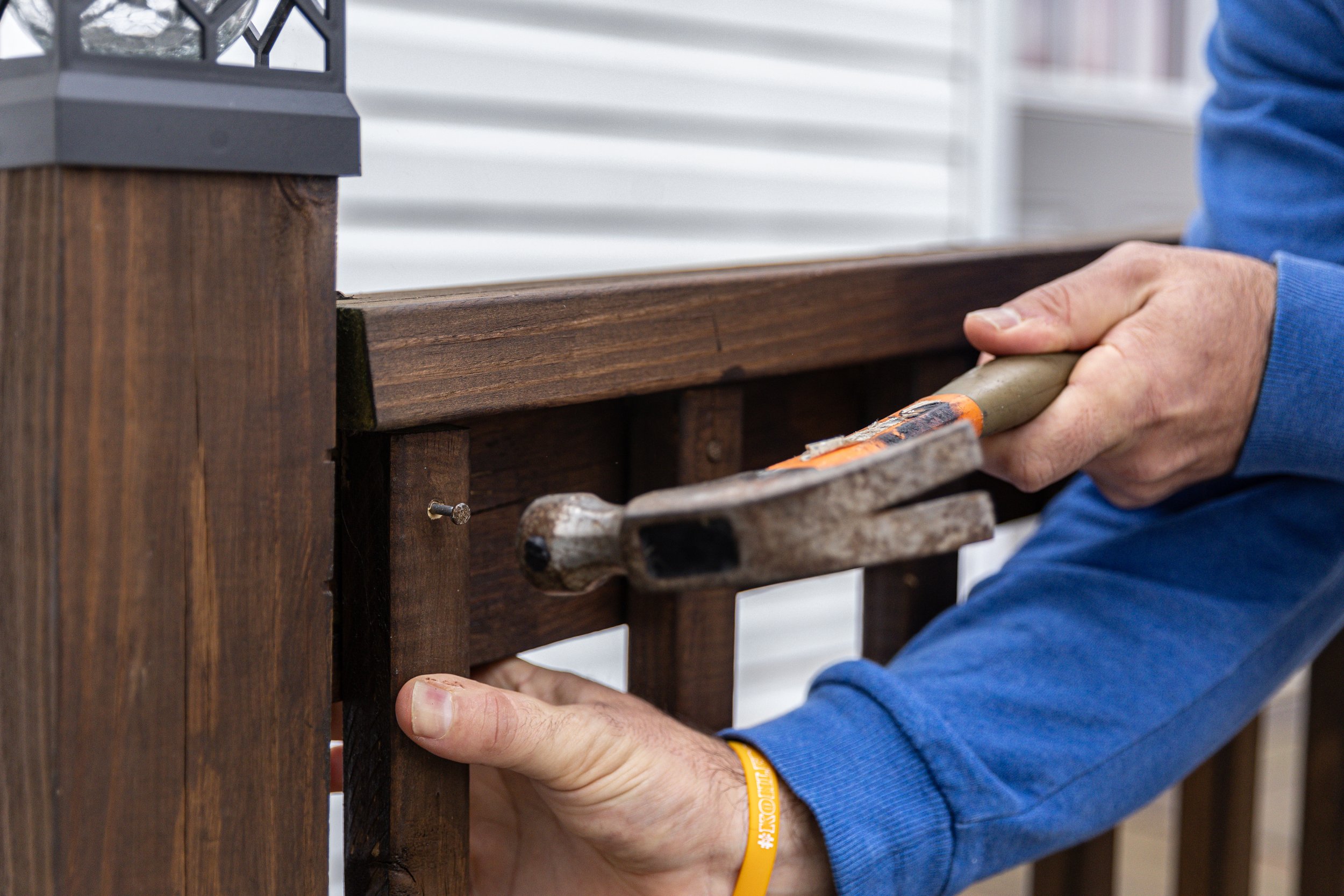 Jamie fixes loose nails on the ramp he built, connecting Myles’ room to the backyard patio.
Many things most parents take for granted are daily considerations or struggles for the Favatas. While Myles has grown more independent and self-sufficient,