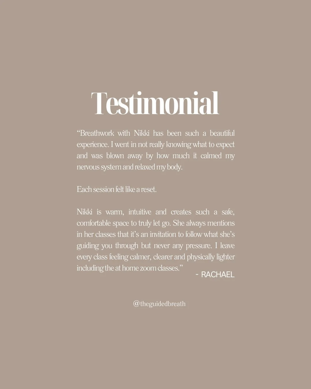 There&rsquo;s something so powerful about hearing how breathwork is landing in people&rsquo;s real lives 🤍

One of my recent clients shared this after working together:

&ldquo;Breathwork with Nikki has been such a beautiful experience. I went in no