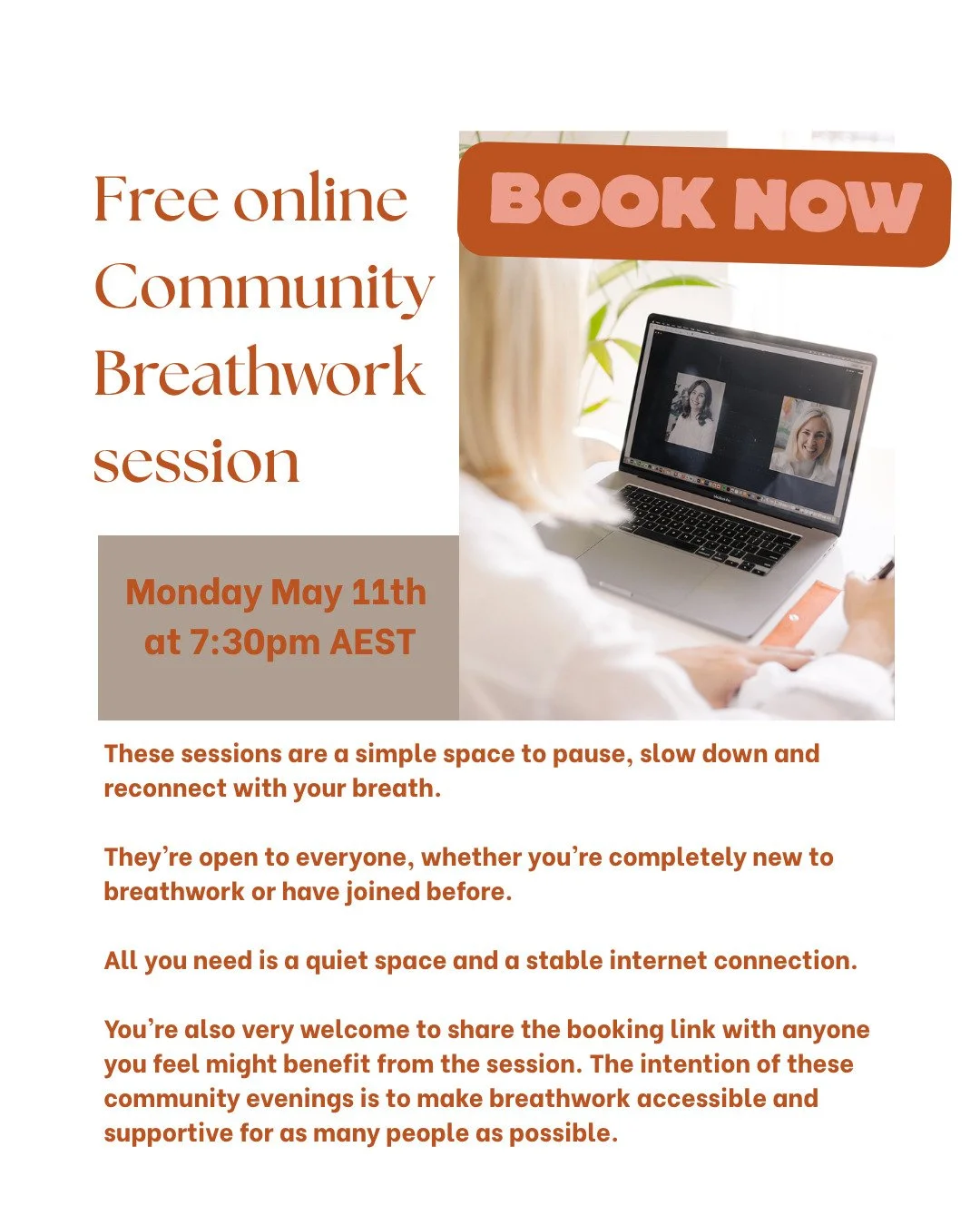 My Monthly Online Functional Breathwork sessions are an invitation to slow down, soften, and reconnect with your breath &mdash; without forcing or fixing. 

This is not about breathing &ldquo;correctly.&rdquo; It&rsquo;s about learning how your breat