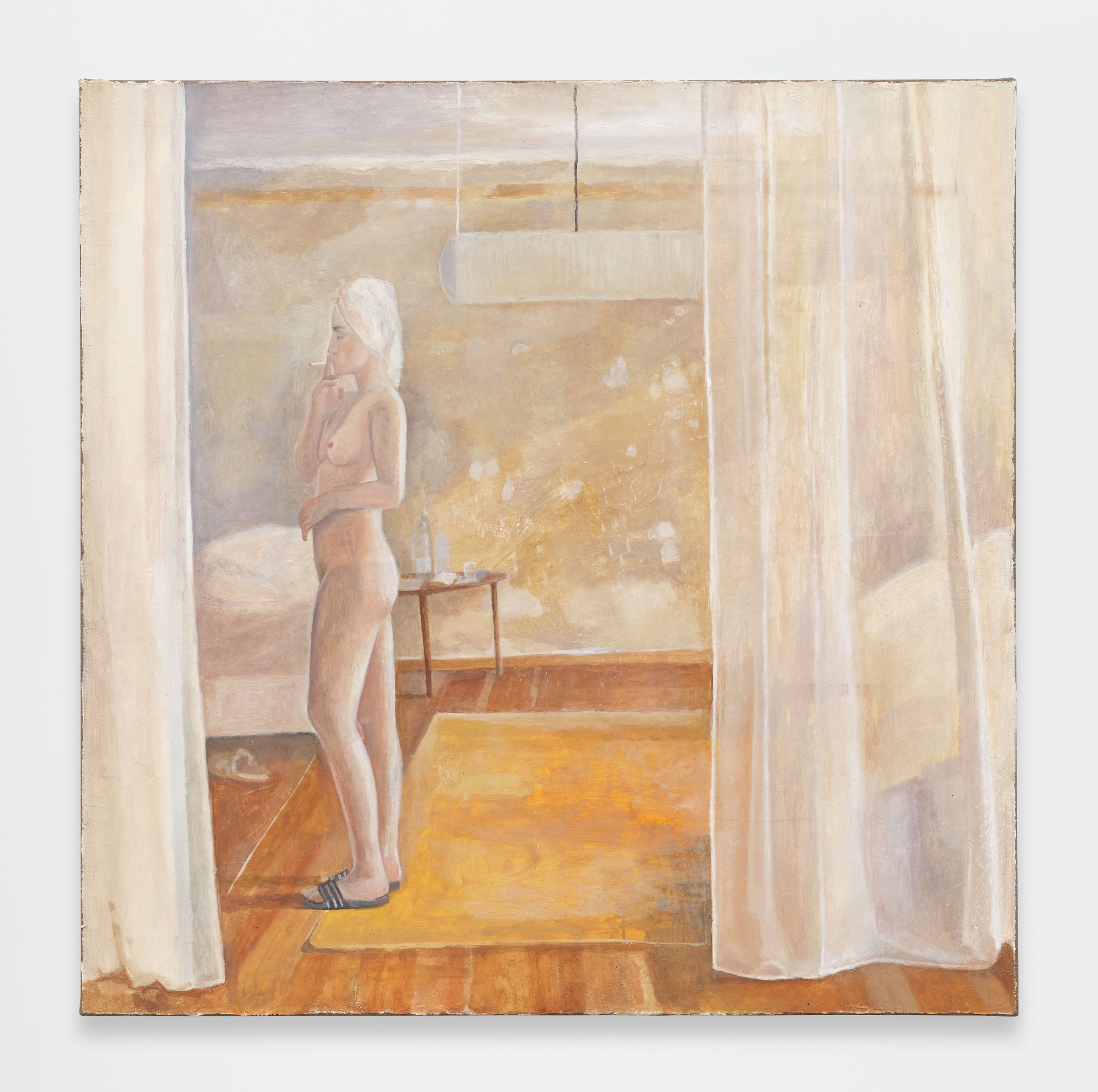 Flora Temnouche Smoking interior, 2026 Oil on canvas 49 x 49 in / 124.5 x 124.5 cm