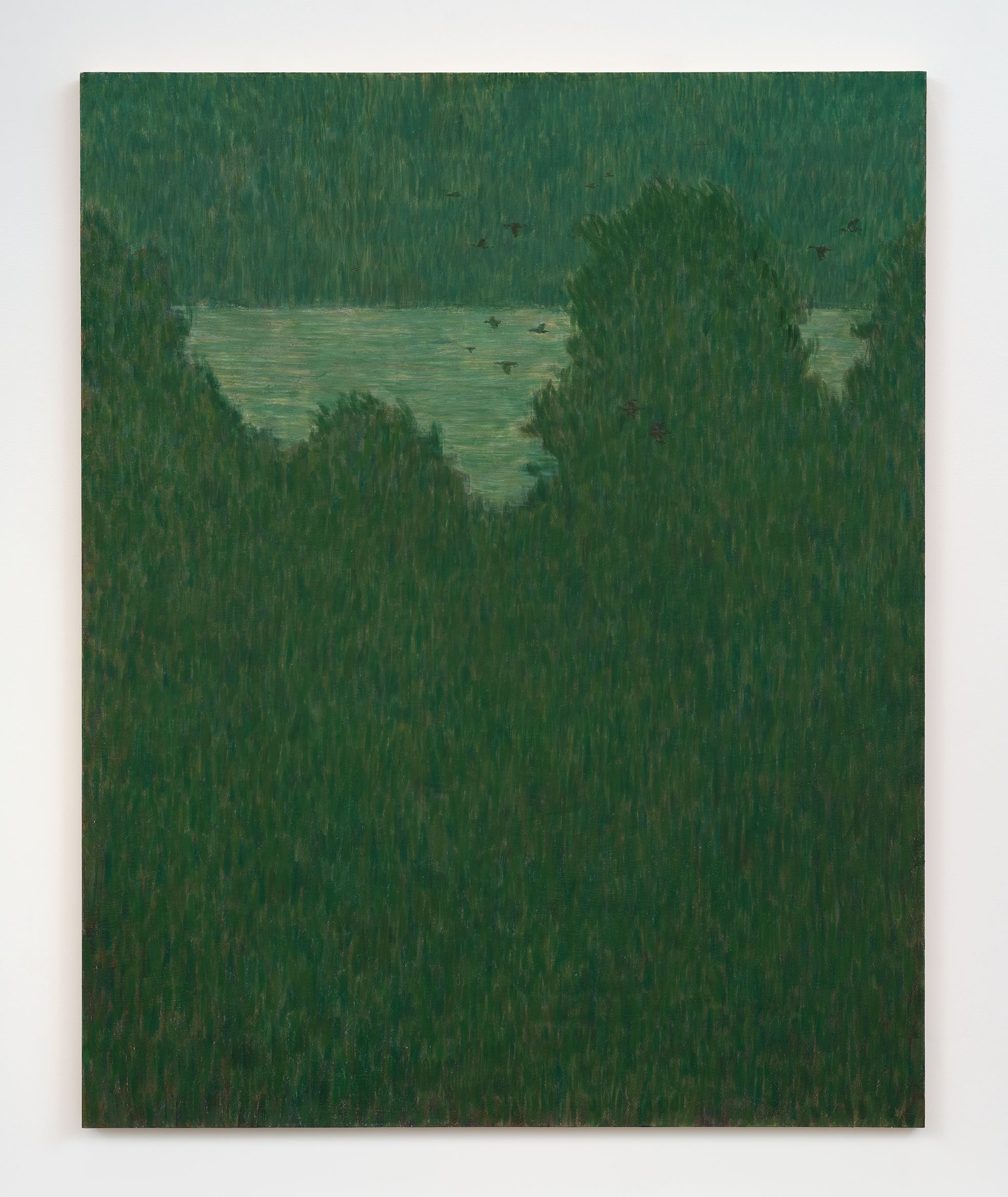 Mason Owens view from the cabin where we watched the birds, 2025 egg tempera on panel 60 x 48 in 152.4 x 121.9 cm