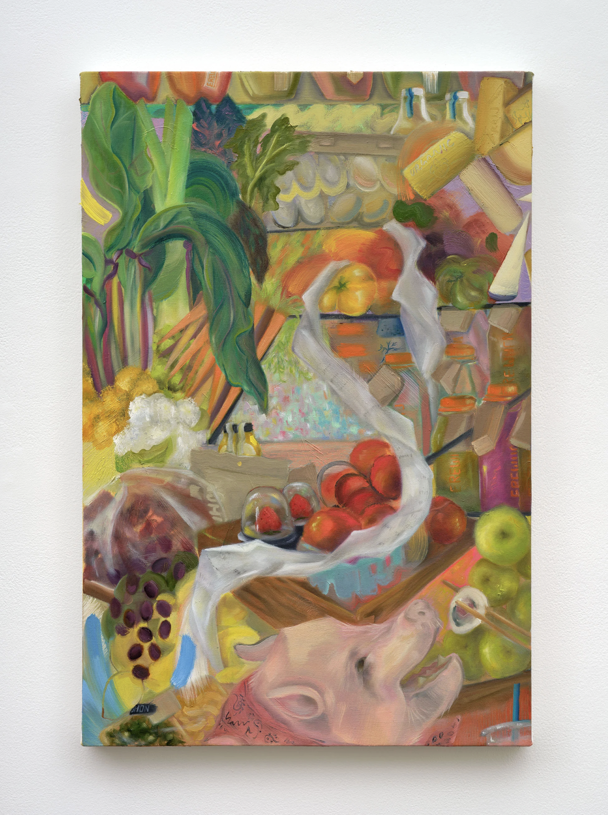 Brea Weinreb Cubist Erewhon Still Life with Influencer Pig Eating Sushi (Real Life Experience), 2026 Oil on canvas 30 x 20 in 76.2 x 50.8 cm (BW26.001)