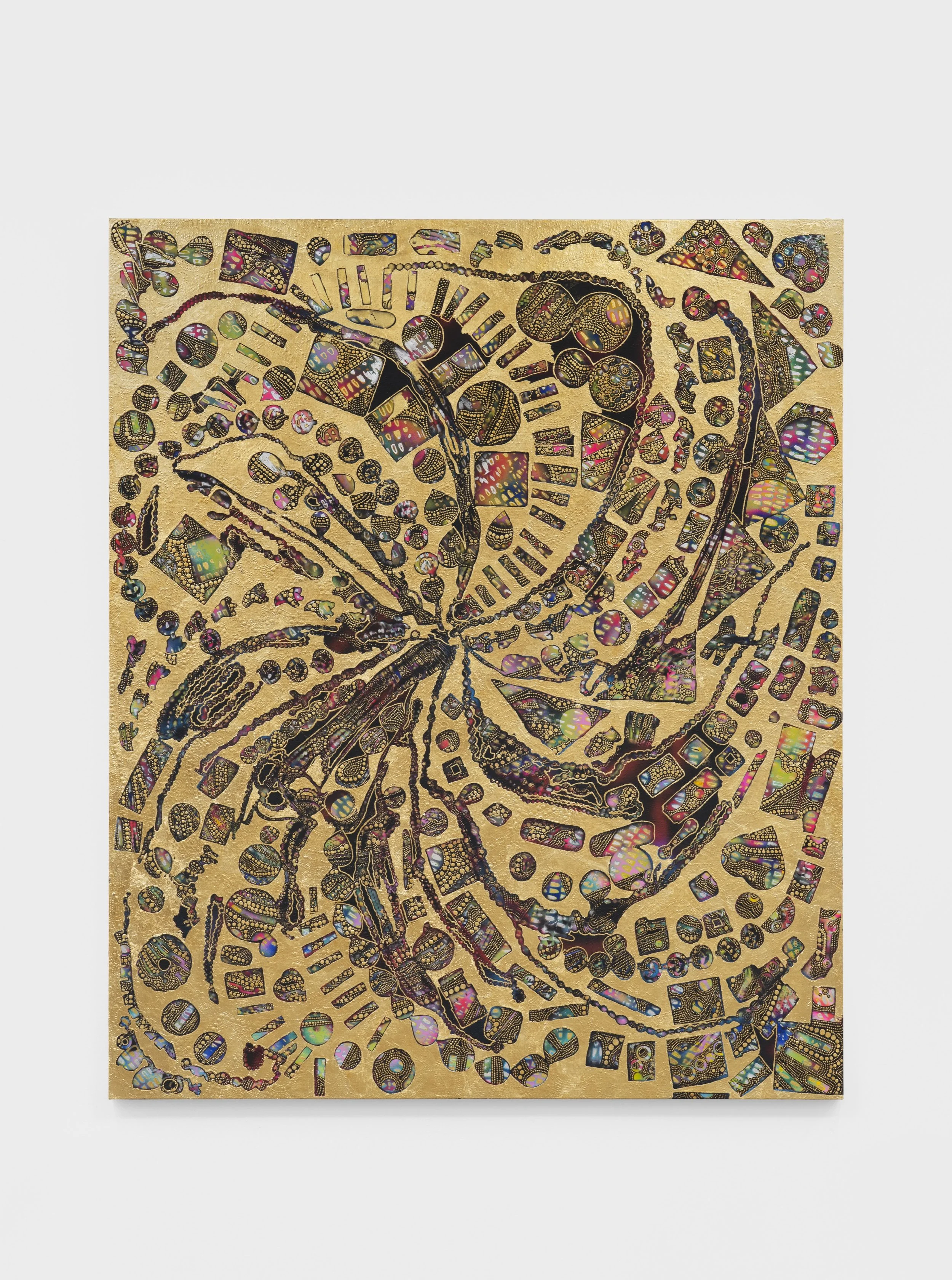 Mindy Shapero
Untitled, 2024
Acrylic, gold and silver 
leaf on linen
72 x 60 in,
182.9 x 152.4 cm
(MS24.009)