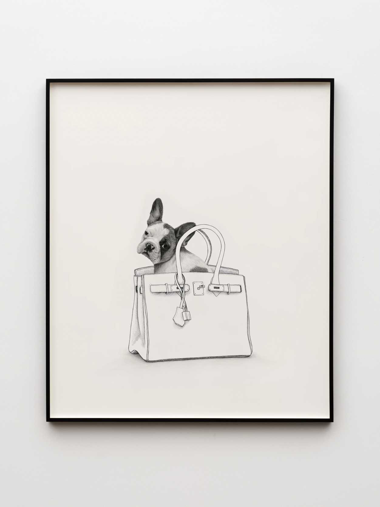 Karl Haendel Dog in Bag, 2022 Pen and ink on paper 52 x 42 in 132.1 x 106.7 cm (KH26.001)