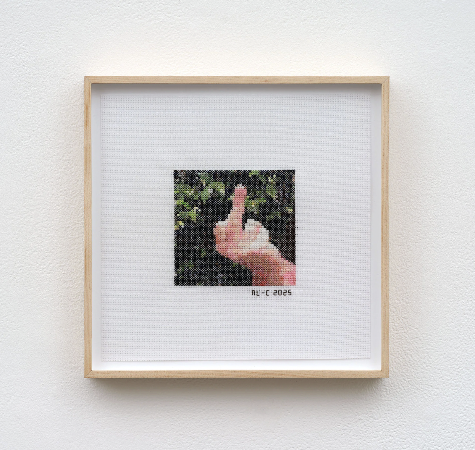 Aubrey Longley-Cook bird 1 , 2025 Cotton thread on Aida cloth 4 5/8 x 4 3/4 in 11.7 x 12.2 cm (ALC25.001)
