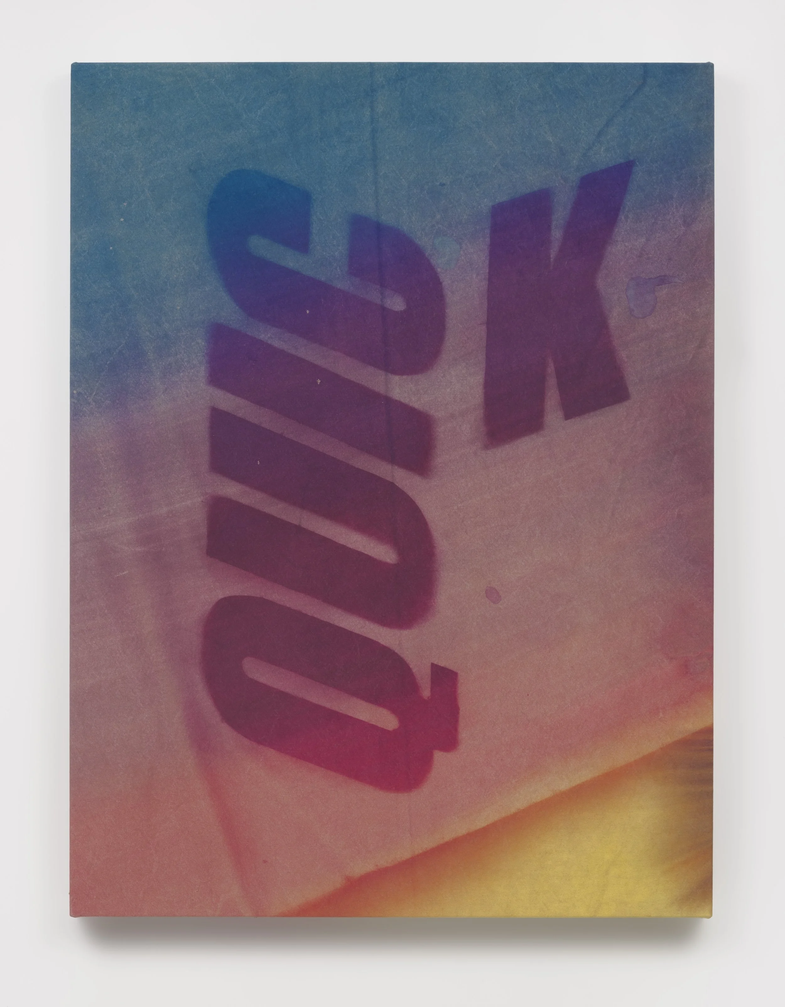 Nicolas Shake, QUIC K , 2024 Dye on canvas weathered and laundered 48 x 36 x 2 in 121.9 x 91.4 x 5.1 cm (NSH25.027)