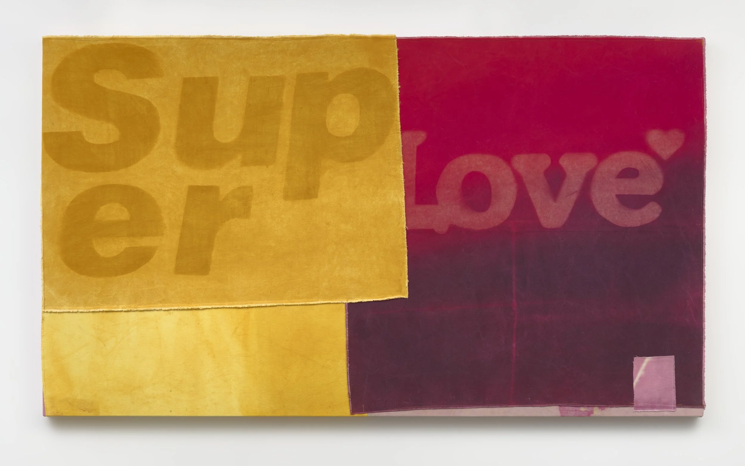 Nicolas Shake, Super Love , 2025 Dye on canvas weathered and laundered 48 x 84 x 2 in 121.9 x 213.4 x 5.1 cm (NSH25.040)