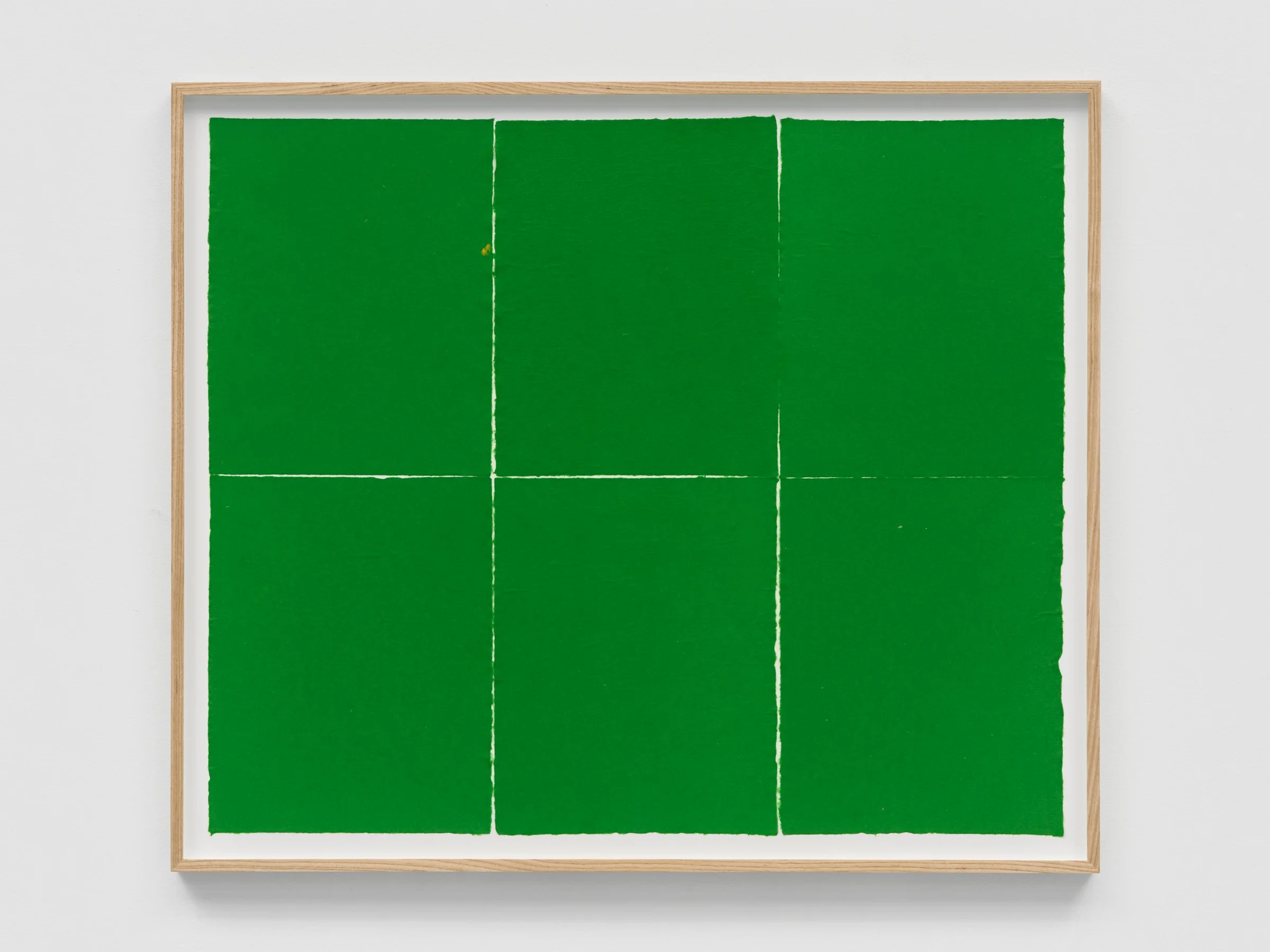 Ethan Cook
 Six Greens , 2022
Handmade pigmented paper
30 1/8 x 35 1/2 in (framed)
76.5 x 90.2 cm (framed)
(ECO22.072)