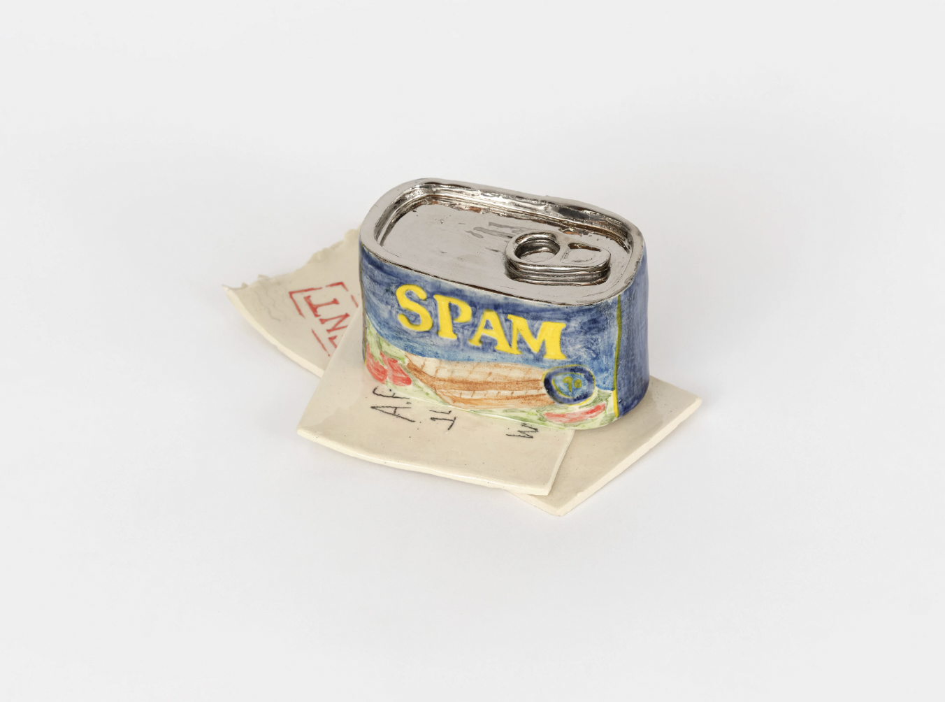 Alma Berrow Spam Mail, 2026 Glazed ceramic 5 1/4 x 7 x 2 1/2 in 13.3 x 17.8 x 6.3 cm