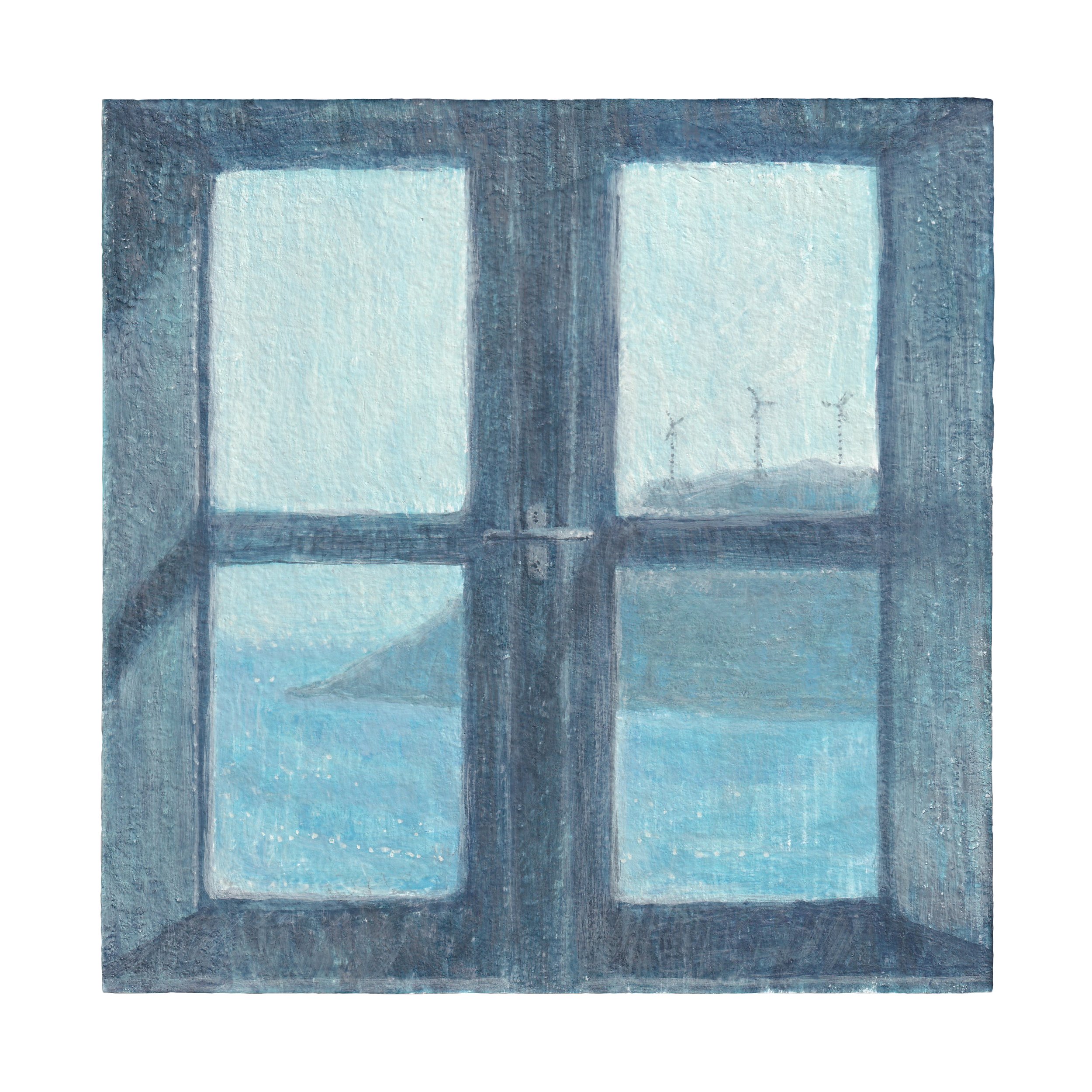 Mason Owens four views from a sudden daydream, 2025 egg tempera on panel 8 x 8 in 20.3 x 20.3 cm