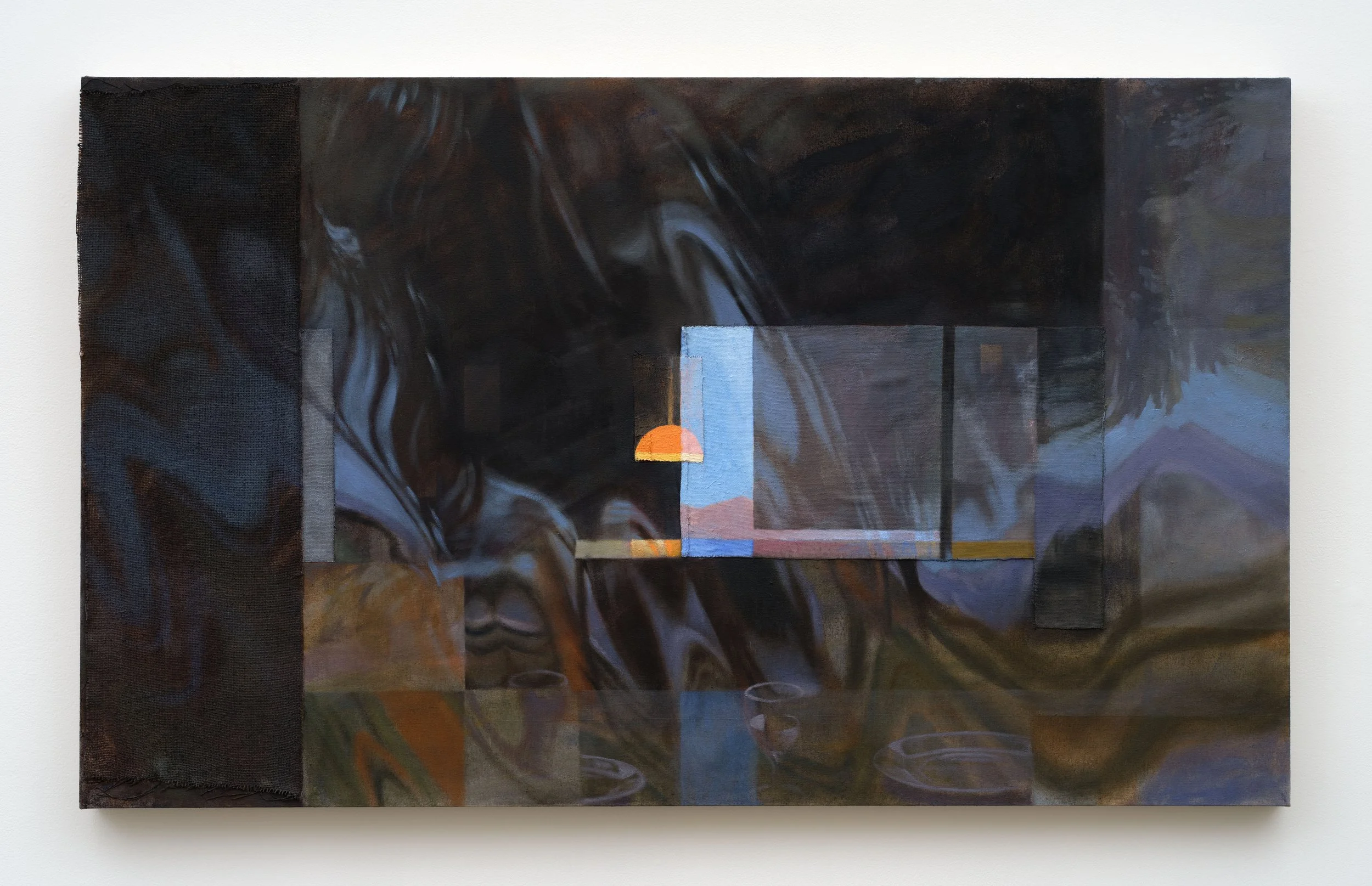 Kevin Yaun Inside Outside 13, 2026 Oil on canvas & jute 36 x 60 in 91.4 x 152.4 cm (KYA26.030)