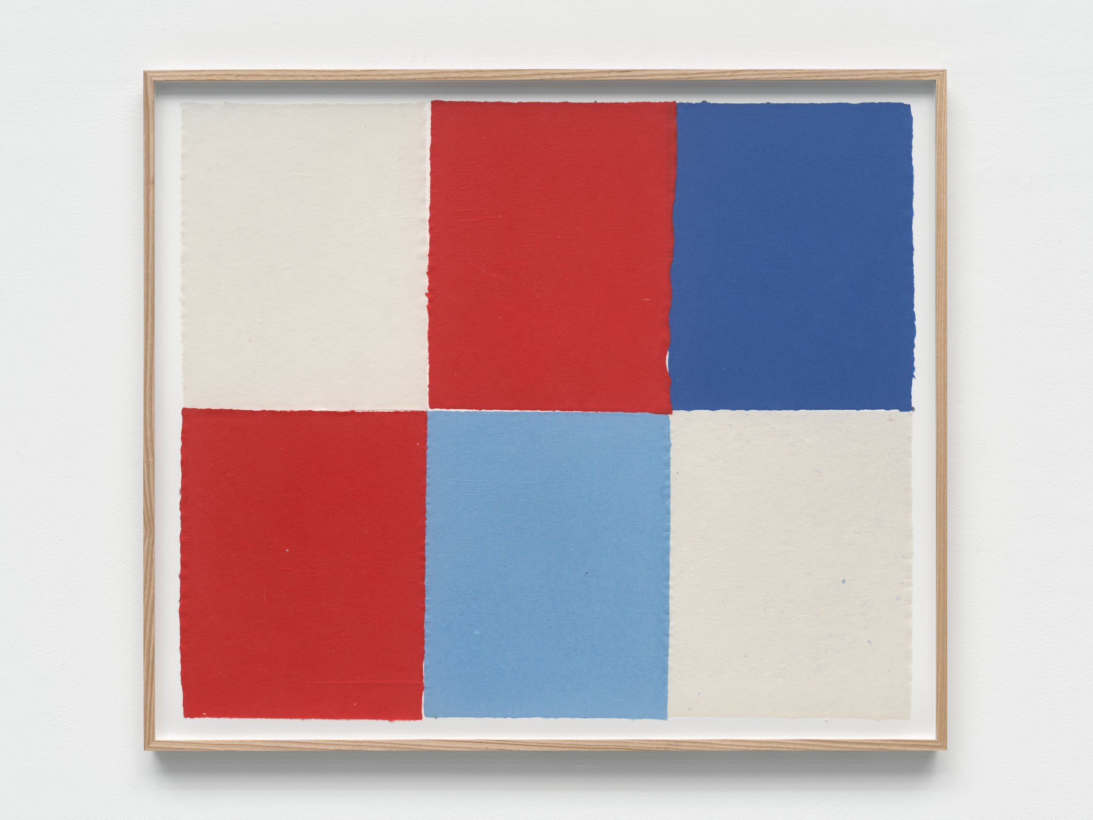 Ethan Cook
 Red, Whites, Blues , 2023
Handmade pigmented paper
28 x 33 in (framed)
71.1 x 83.8 cm (framed)
(ECO23.004)