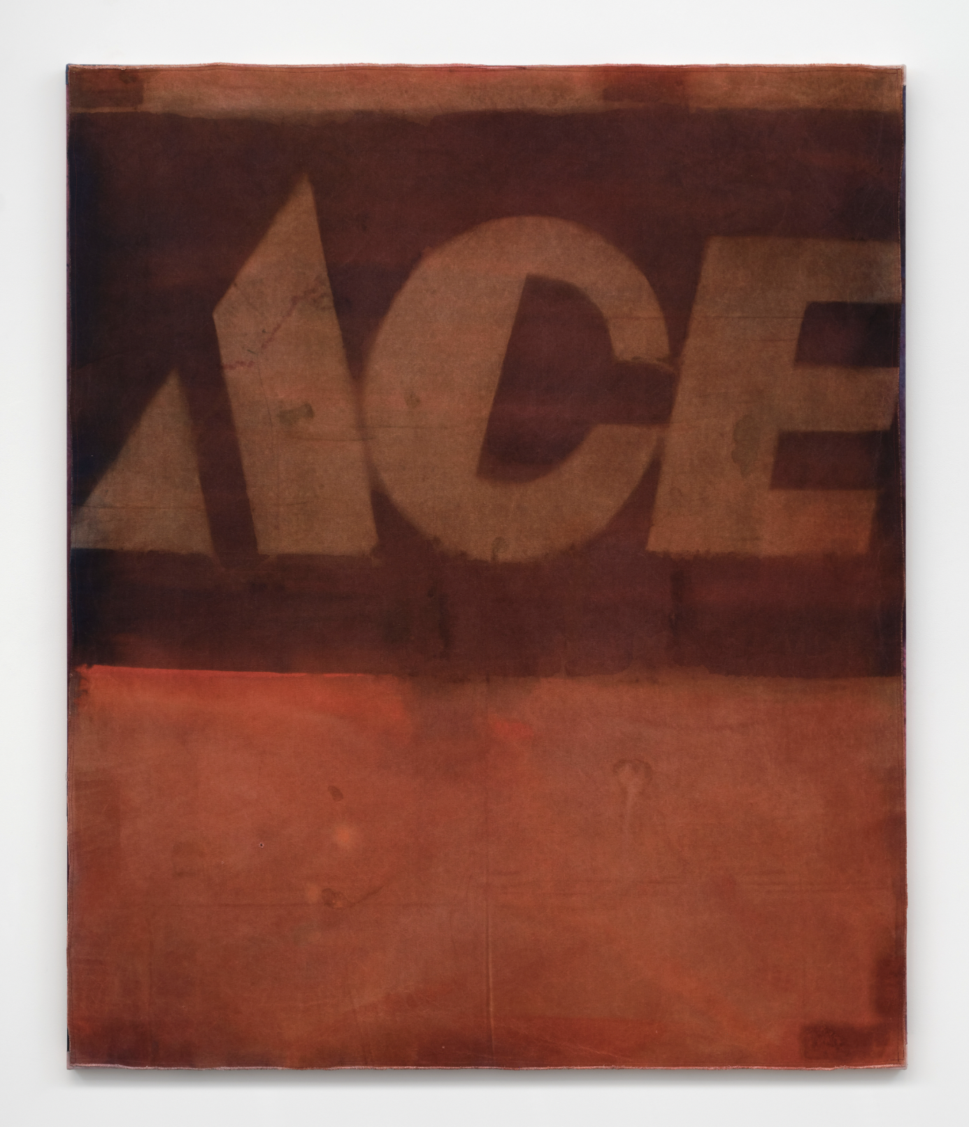 Sally Ride (ACE), 2025 Dye on canvas, cotton thread, weathered and laundered 86 x 72 in 218.4 x 182.9 cm