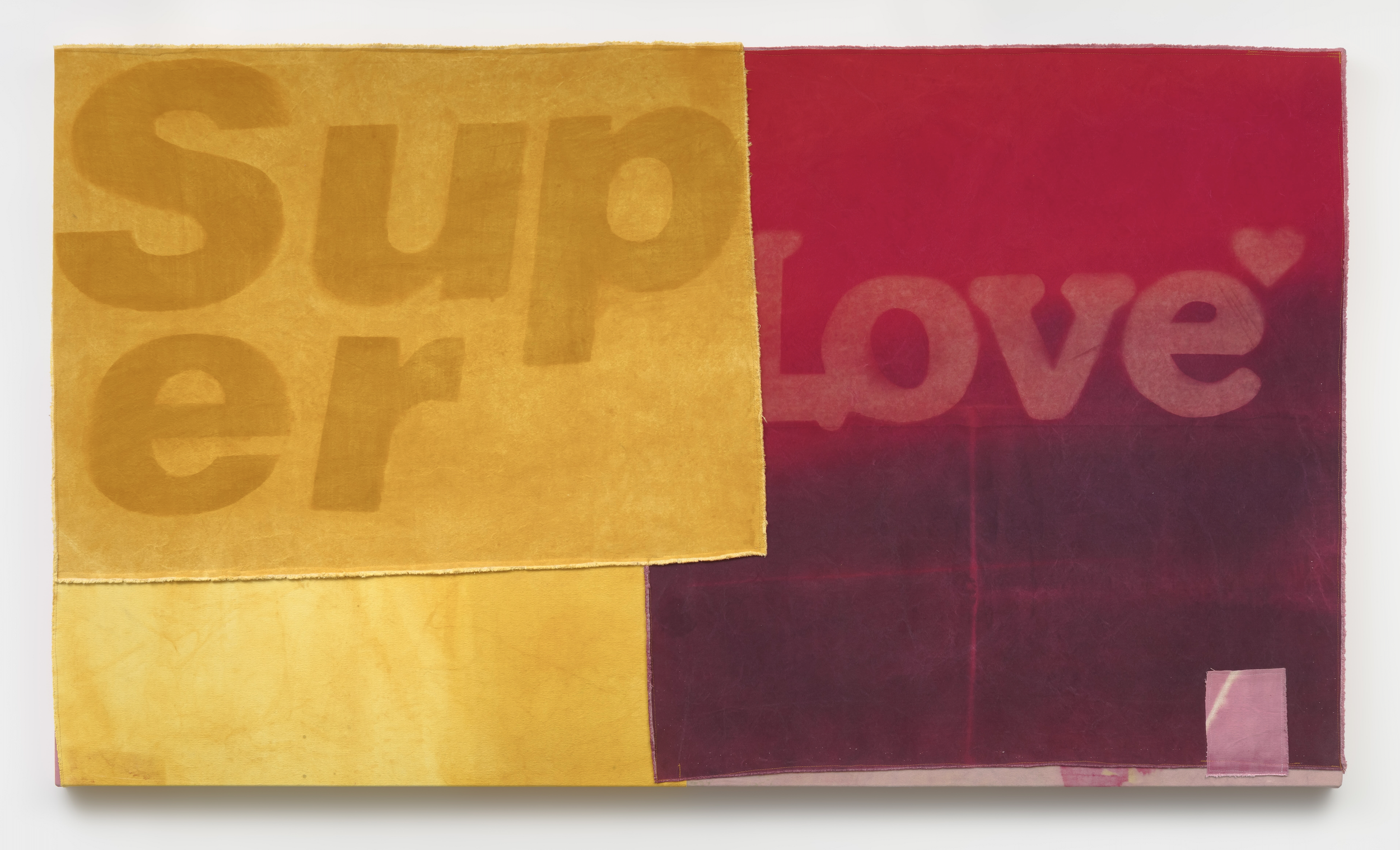 Nicolas Shake
 Super Love  , 2025
Dye on canvas weathered and laundered
48 x 84 x 2 in
121.9 x 213.4 x 5.1 cm
(NSH25.040)