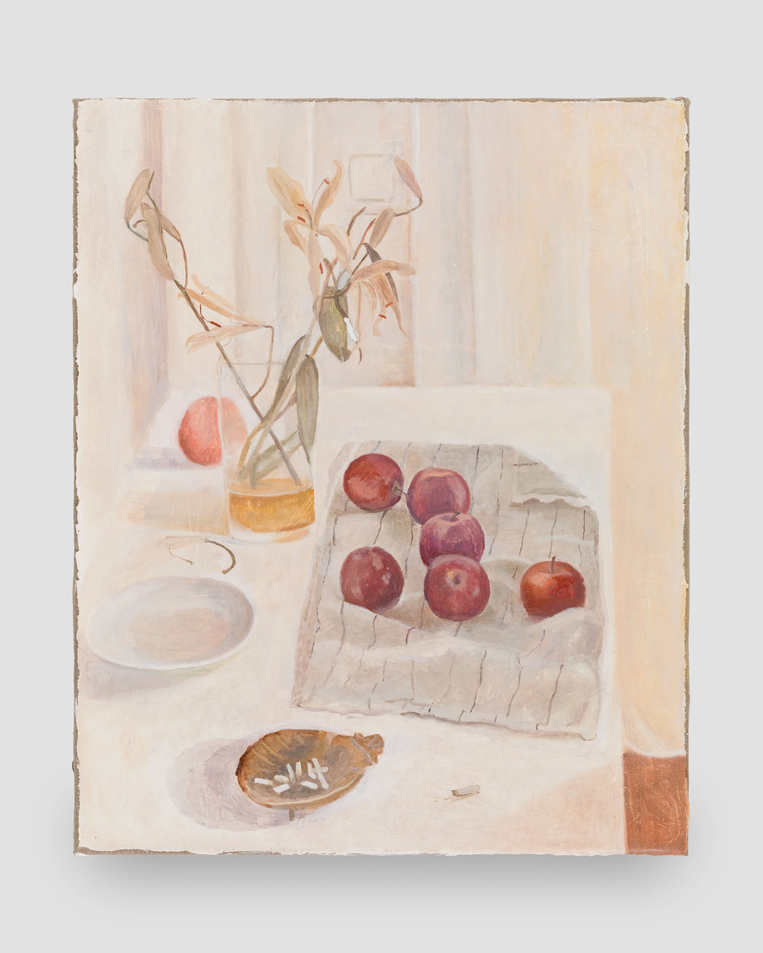 Flora Temnouche Still life with apples, 2026 Oil on canvas 29 1/2 x 24 1/2 in / 74.9 x 62.2 cm (FTA26.013)