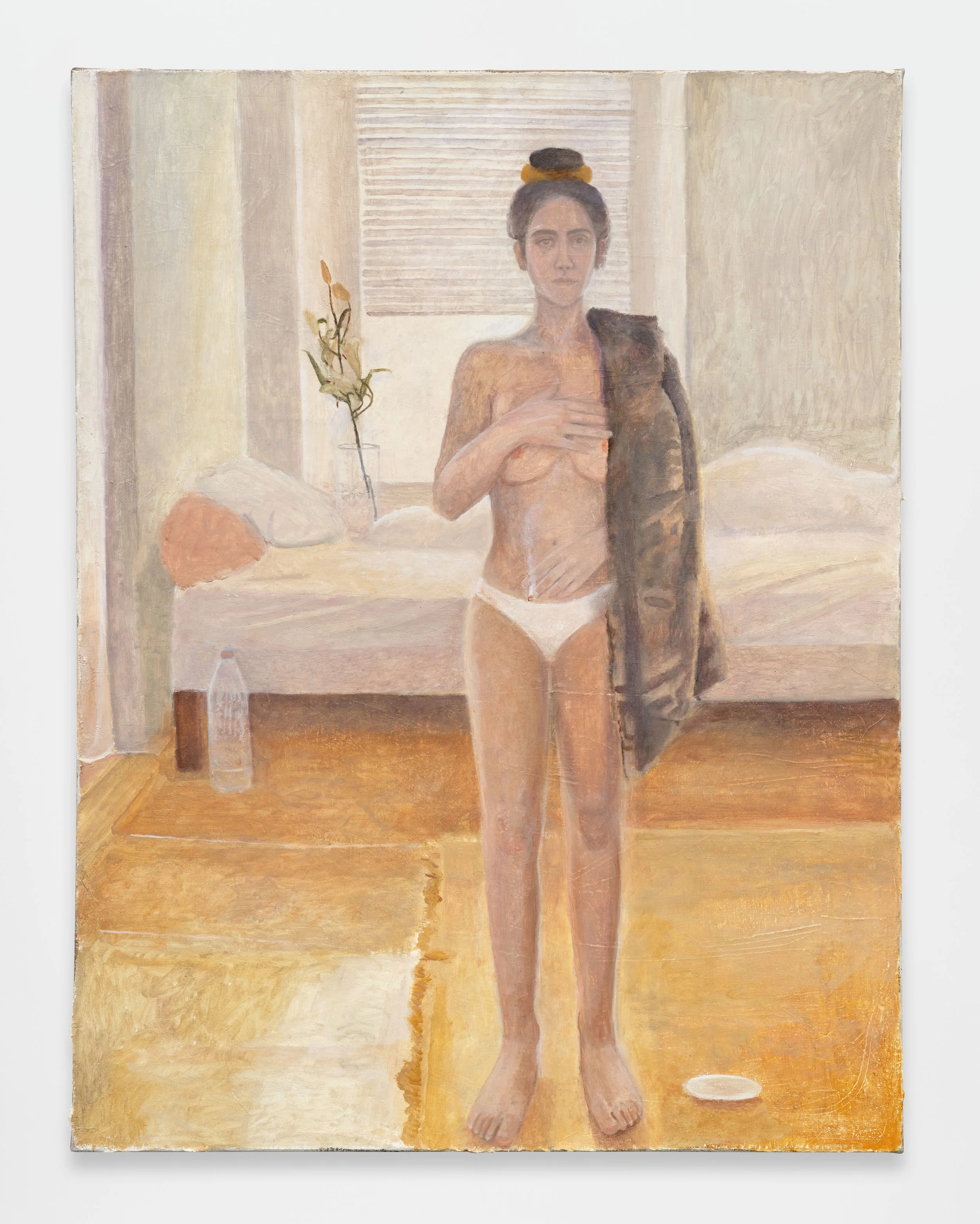 Flora Temnouche Portrait avec fausse fourrure, 2026 Oil on canvas 47 1/4 x 35 7/8 in / 120 x 91 cm
