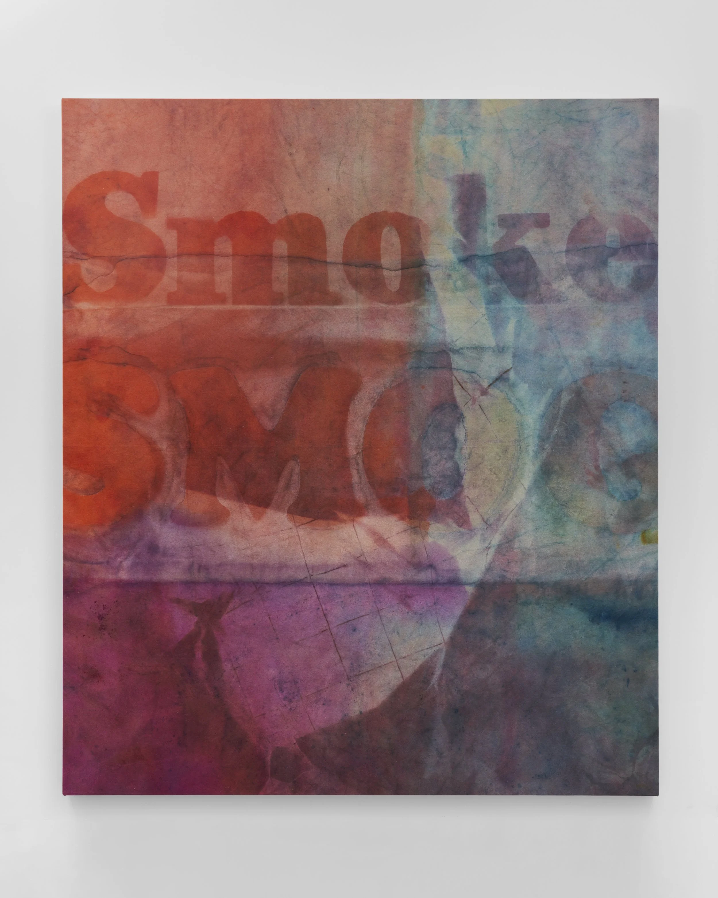 Nicolas Shake, Smoke SMOG, 2023 Dye on canvas, weathered and laundered 84 x 72 x 2 in 213.4 x 182.9 x 5.1 cm (NSH23.003)