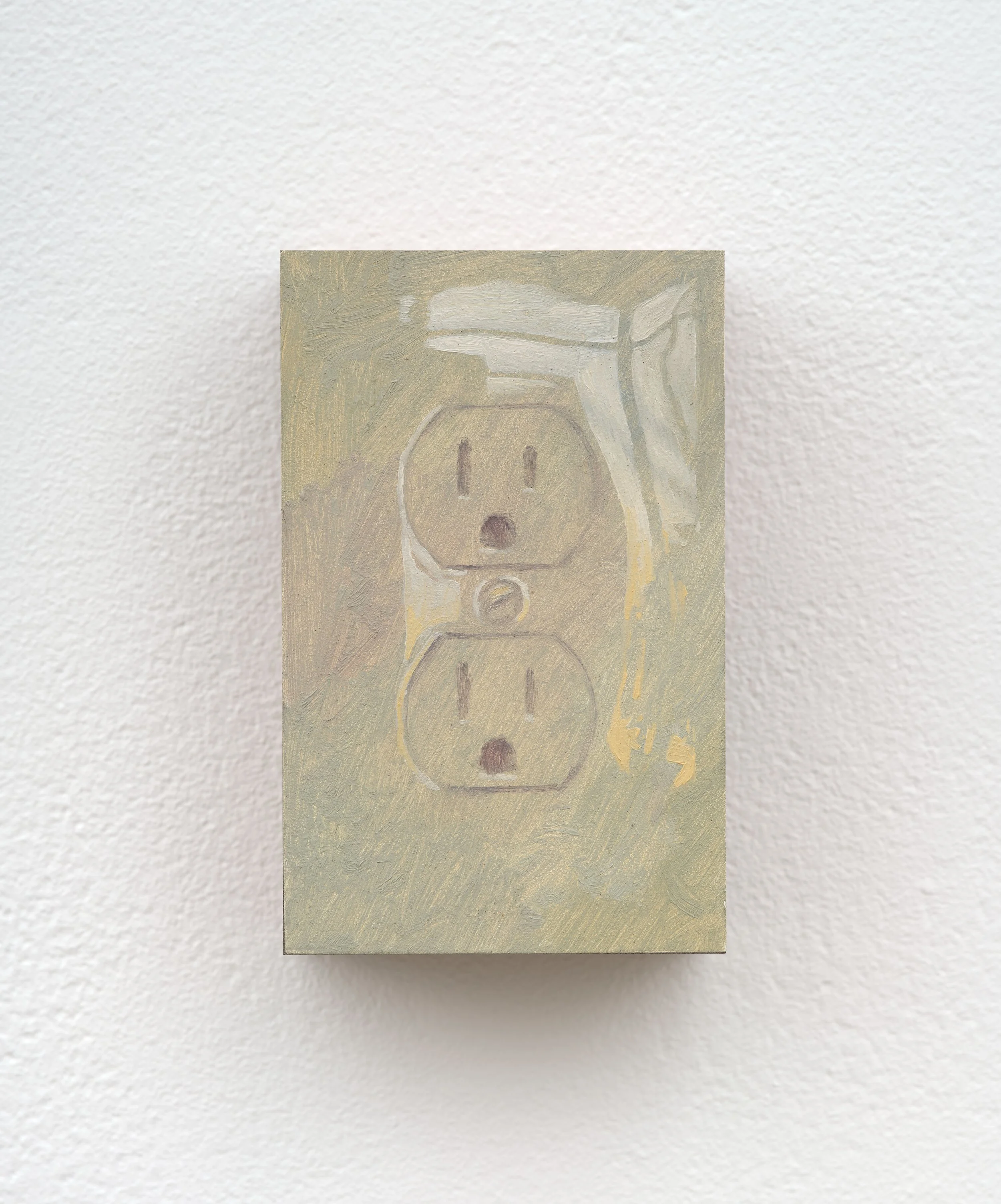 Kevin Yaun Outlet by Window, 2026 Oil on panel 4 3/4 x 3 in 12.1 x 7.6 cm (KYA26.037)