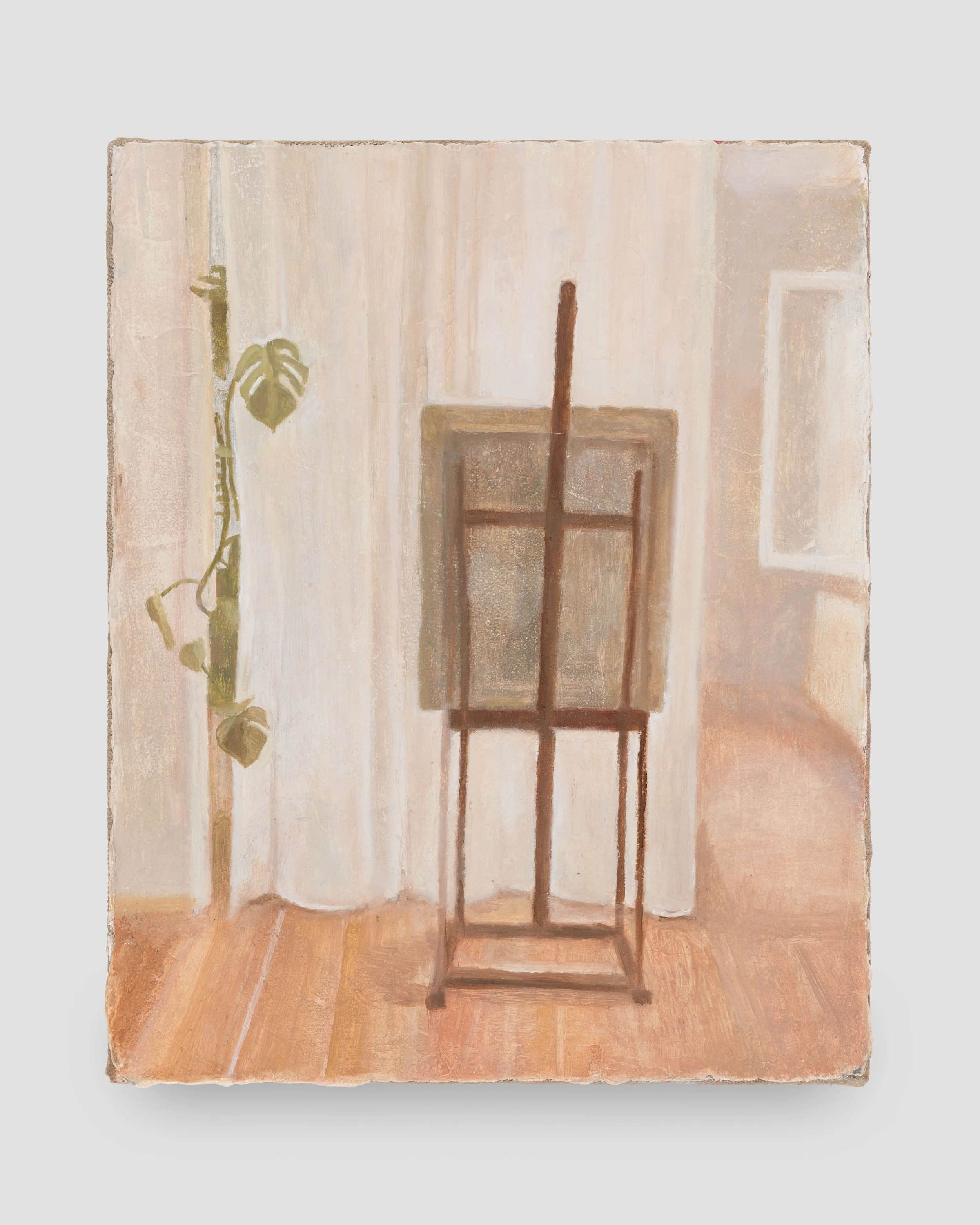 Flora Temnouche Interior with monstera, 2026 Oil on canvas 16 x 13 in / 40.6 x 33 cm