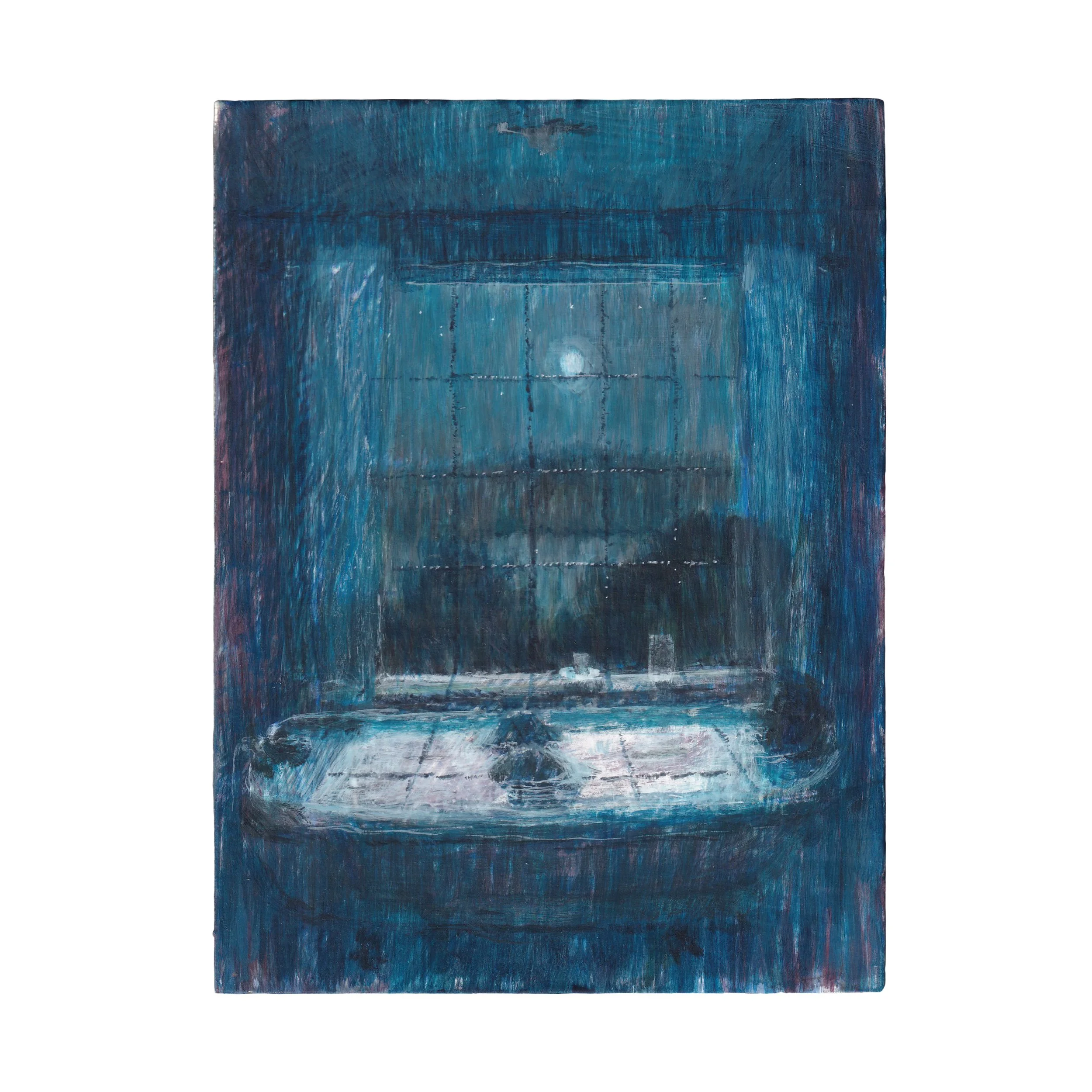 moonlight bath, 2025 Egg tempera on panel 8 x 6 in 20.3 x 15.2 cm