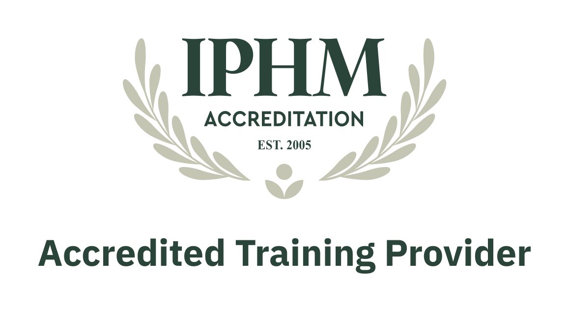 IPHM accreditation logo with laurel wreath, stating 'EST. 2005' and 'Accredited Training Provider'.