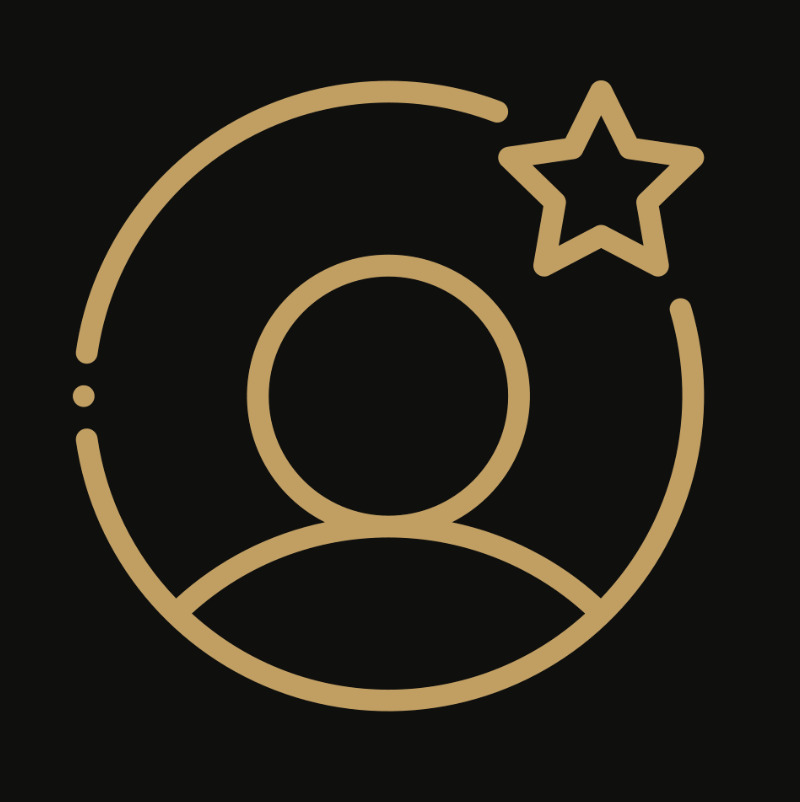 Icon of a person with a star, representing a featured or highlighted profile.