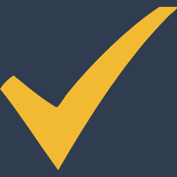A large yellow checkmark on a dark background.