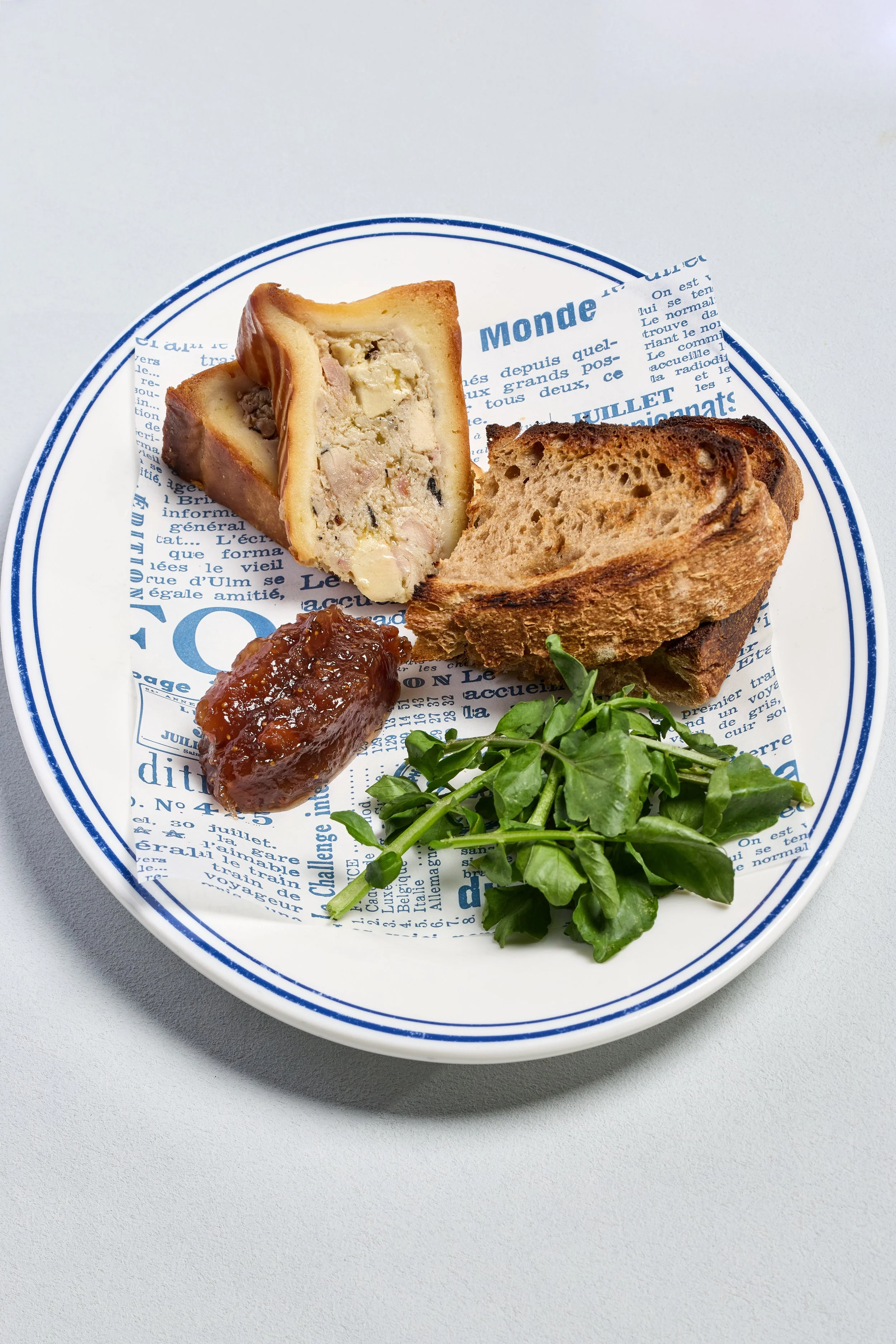 Food Menu À Poêle New A La Carte - Chicken terrine, bread, fig chutney, watercress salad 1.jpg