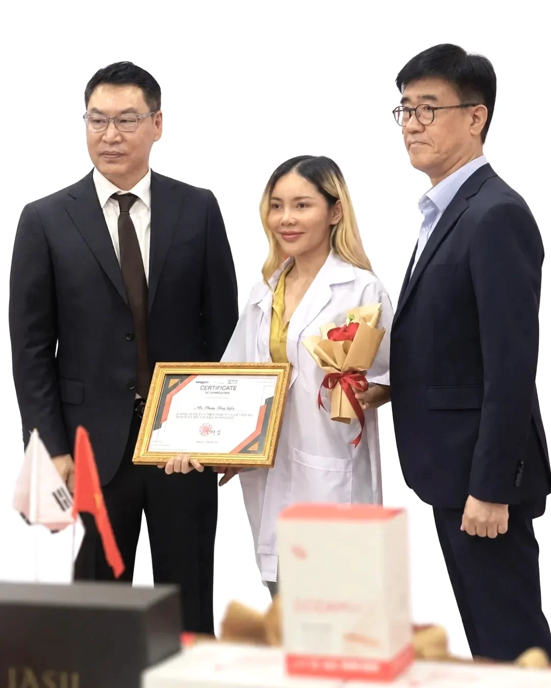 Founder of Hugo Beauty attending international aesthetic training in Ho Chi Minh City.