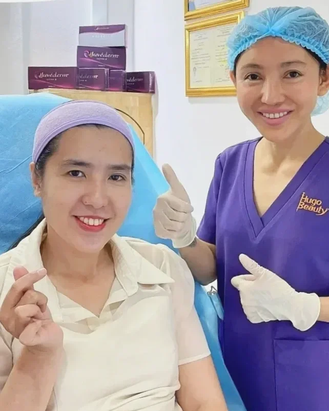 Results after HIFU face lifting treatment at Hugo Beauty in Ho Chi Minh City.