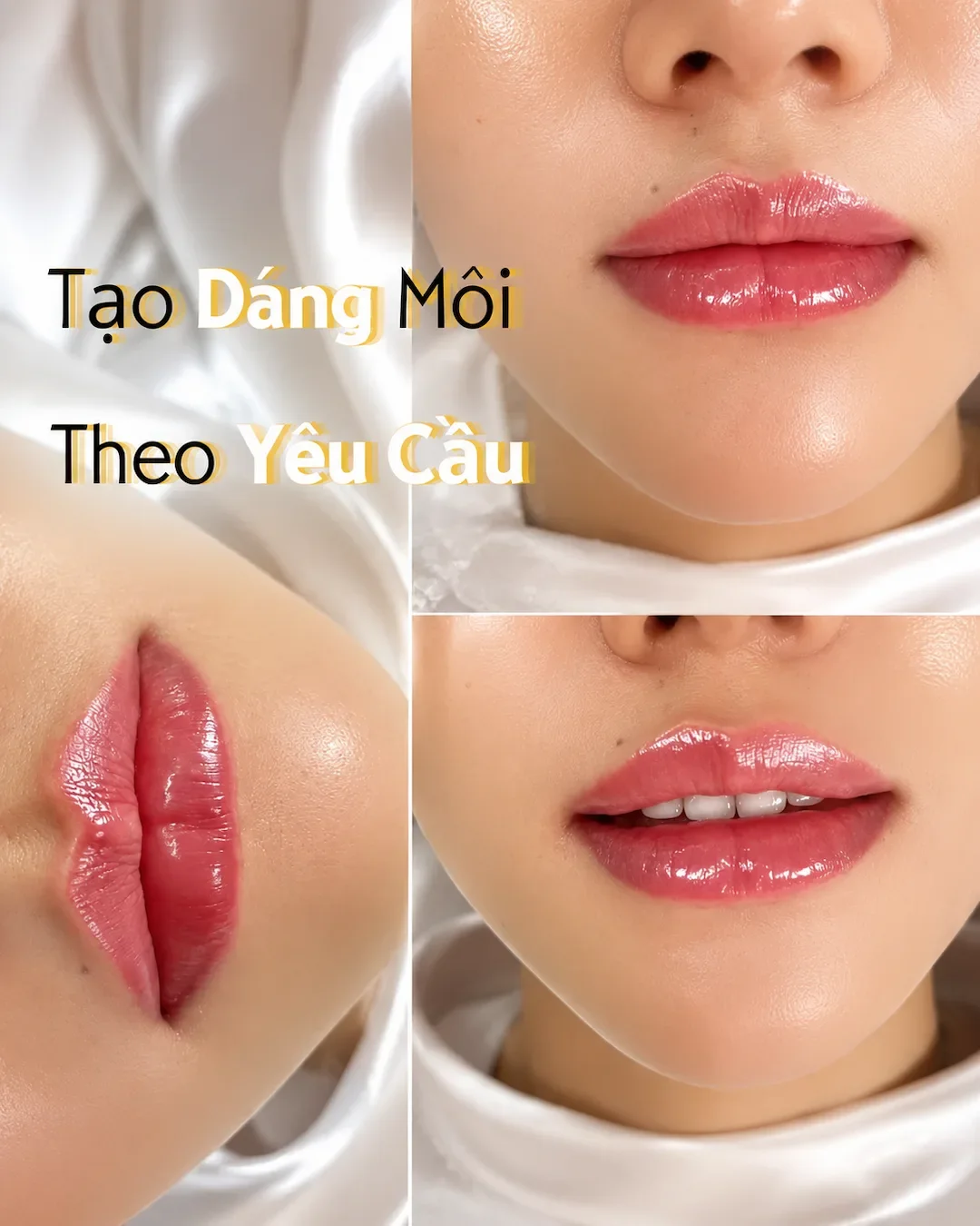 Tạo dáng môi tự nhiên bóng glossy tại Hugo Beauty TP.HCM với form môi mềm mại, cân đối và căng bóng sang trọng