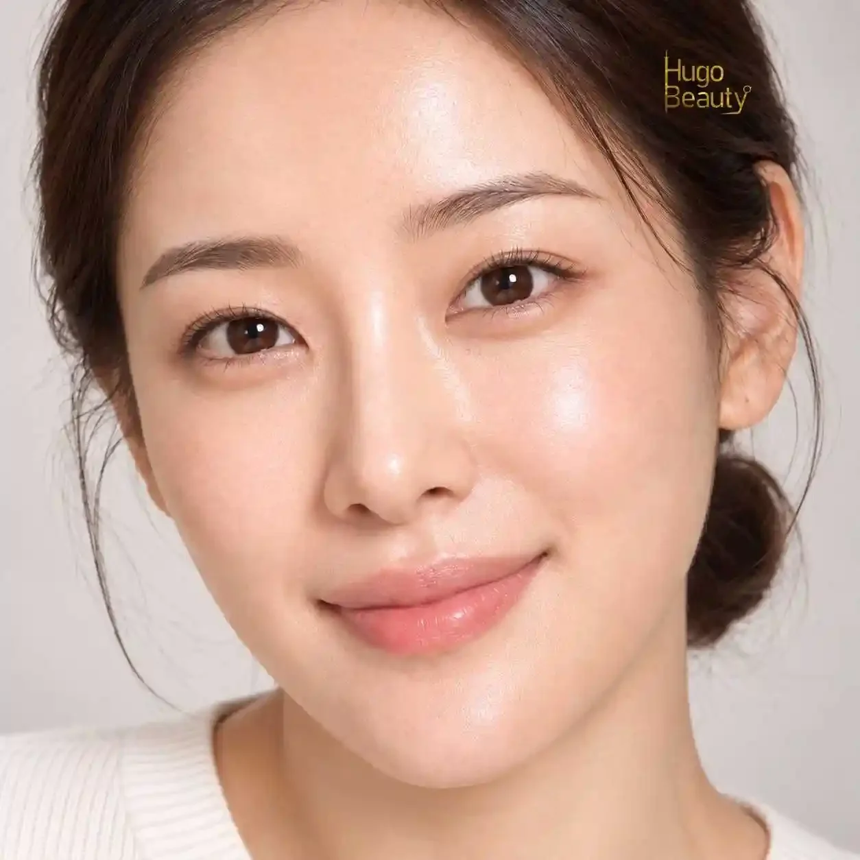 Close-up of a woman's face with smooth, glowing skin — illustration for the facial laser hair removal timeline before a wedding or photoshoot
