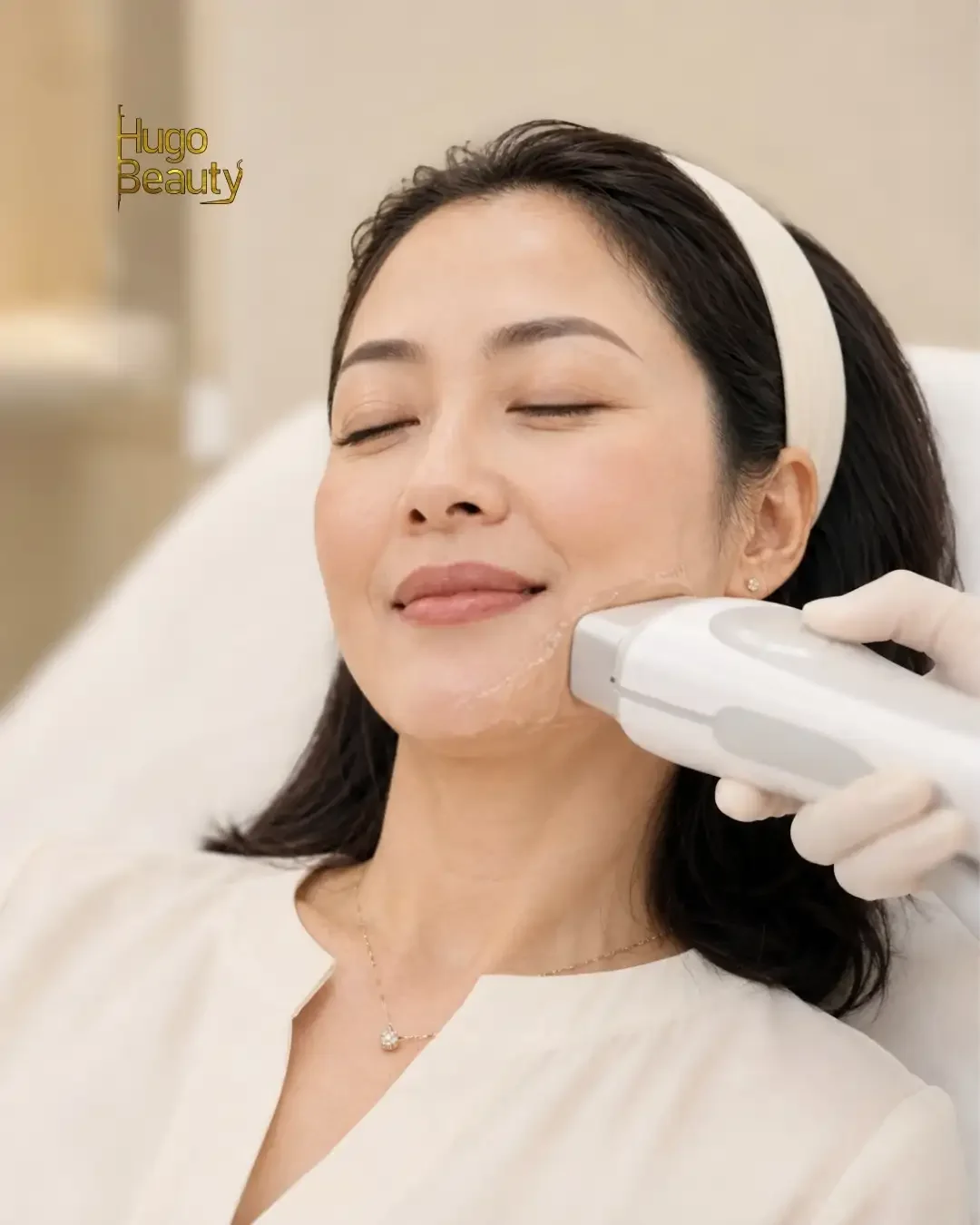 HIFU facelift and skin tightening client results at Hugo Beauty studio in Phu Nhuan HCMC