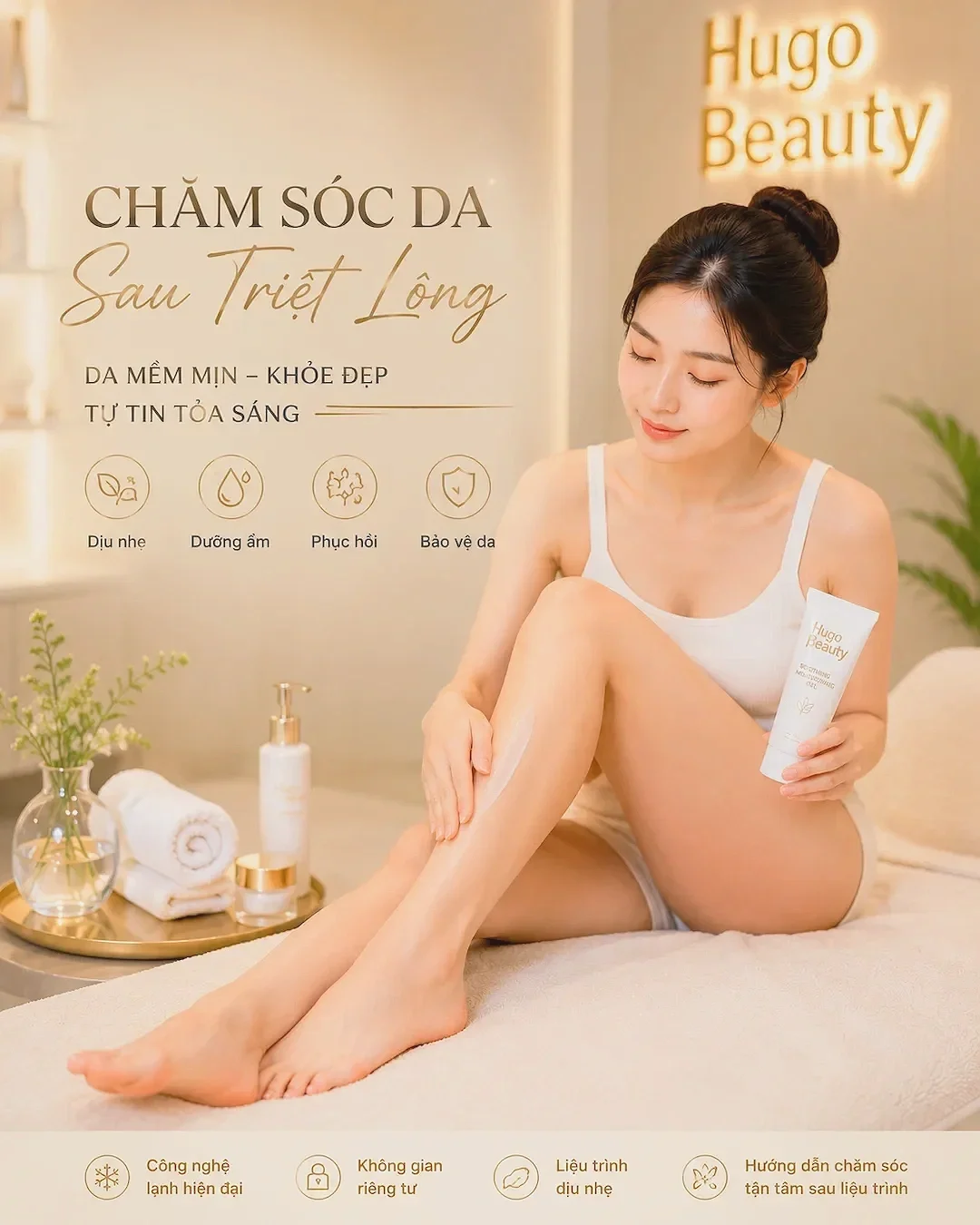 > Chăm sóc da sau triệt lông công nghệ lạnh tại Hugo Beauty Phú Nhuận TP.HCM