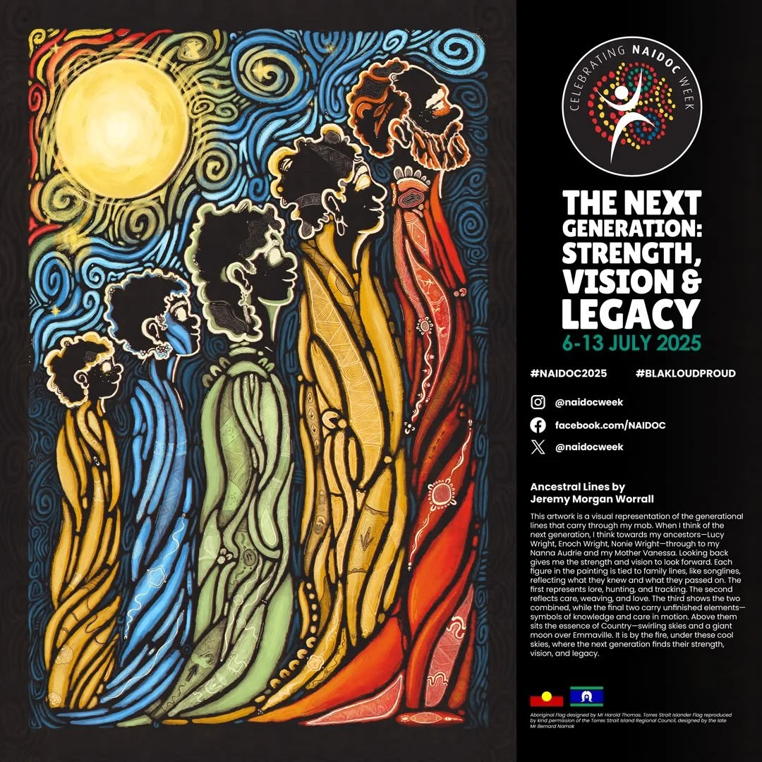 🖤❤️💛 This week we celebrate 50 years of NAIDOC Week!  A time to honour the history, culture, and achievements of First Nations people. 

This year's theme is &quot;The Next Generation: Strength, Vision &amp; Legacy&quot;. This theme celebrates not 