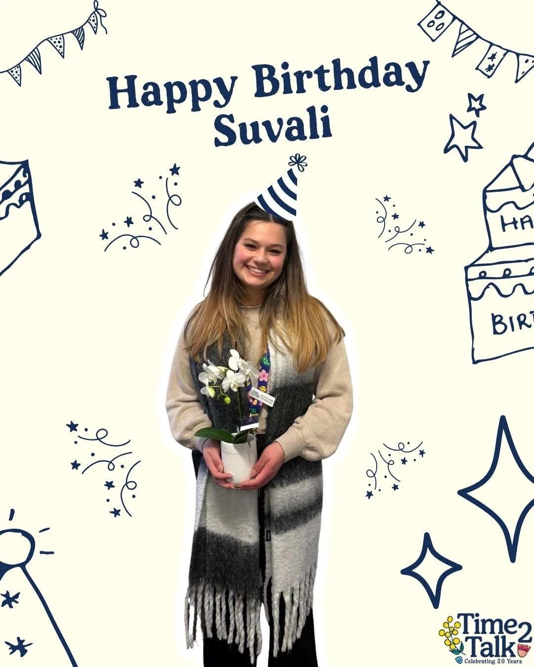 Suvali is officially 18! 🥳

Happy birthday to our amazing AHA student, Suvali, who has been on placement with us this term.  She's bought such an amazing energy to T2T and it's safe to say that our clients have loved having her around as much as we 
