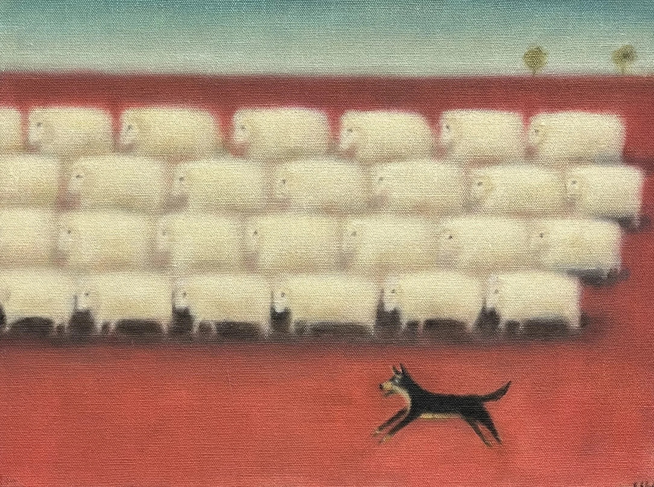 Round Up 2 (Kelpie) 2026 Diptych   oil on Belgian linen,   45cm x 60cm