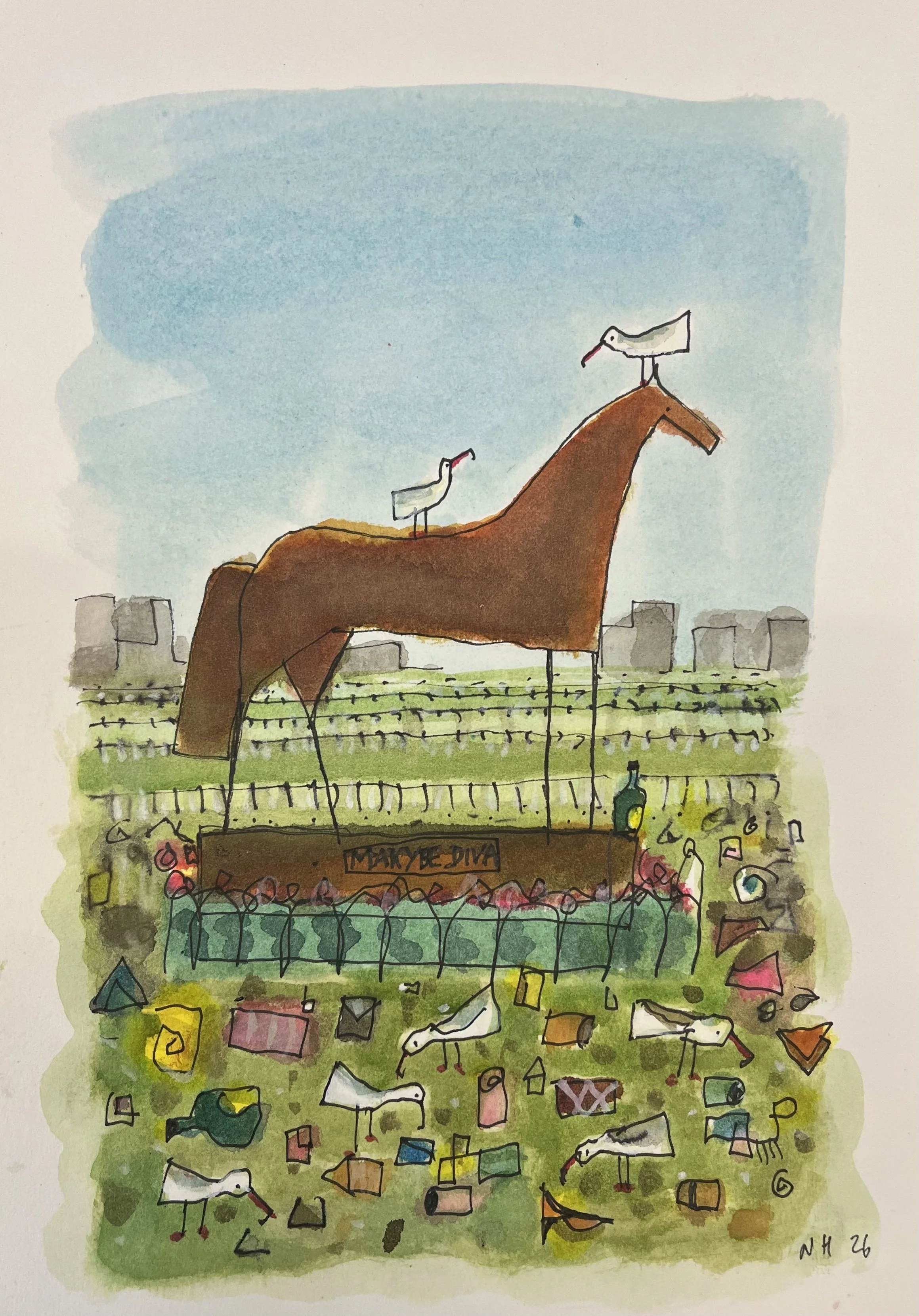 Makybe Diva 2026   pen and ink    30cm x 20cm