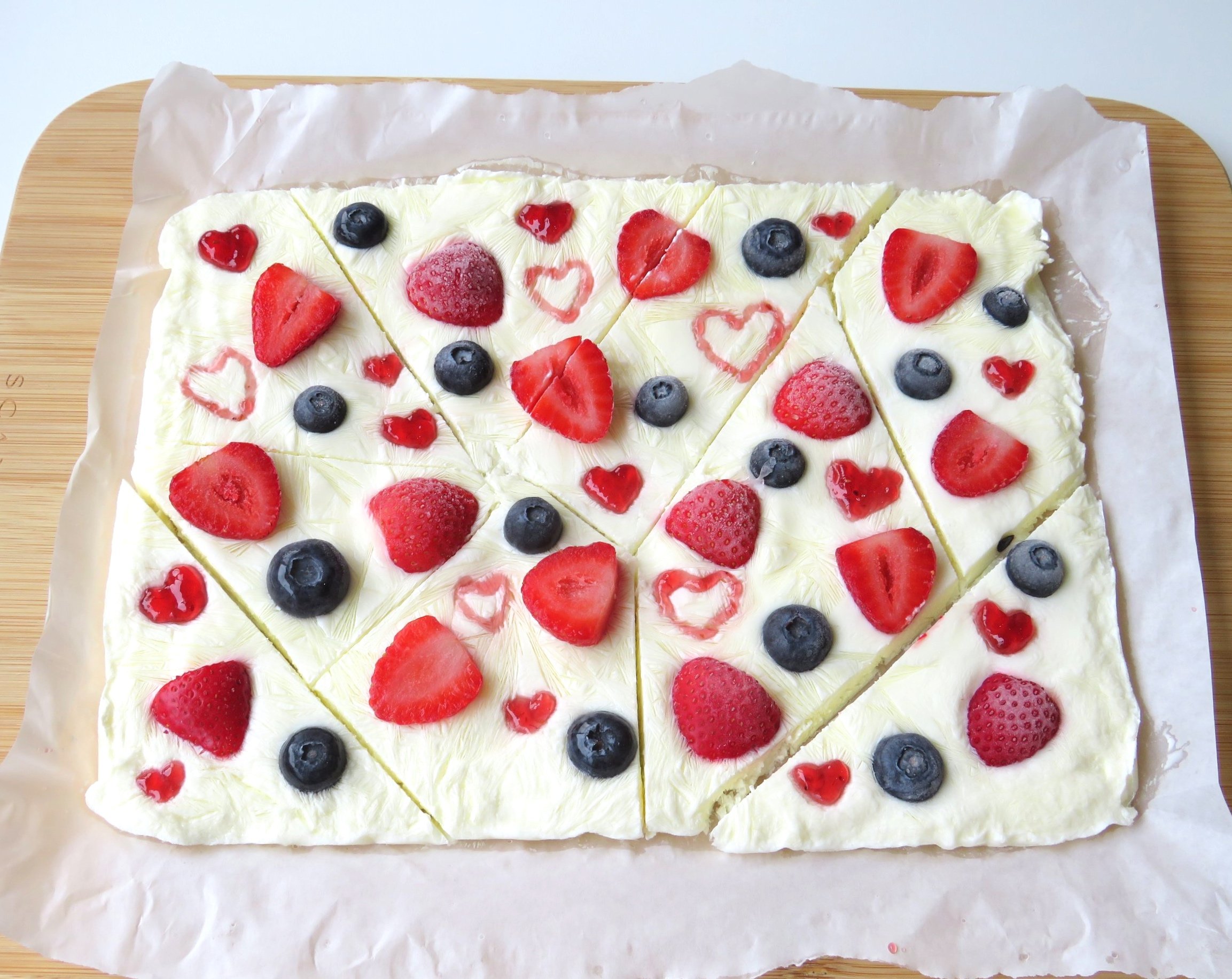 Frozen Yoghurt Bark with Jam Love Hearts