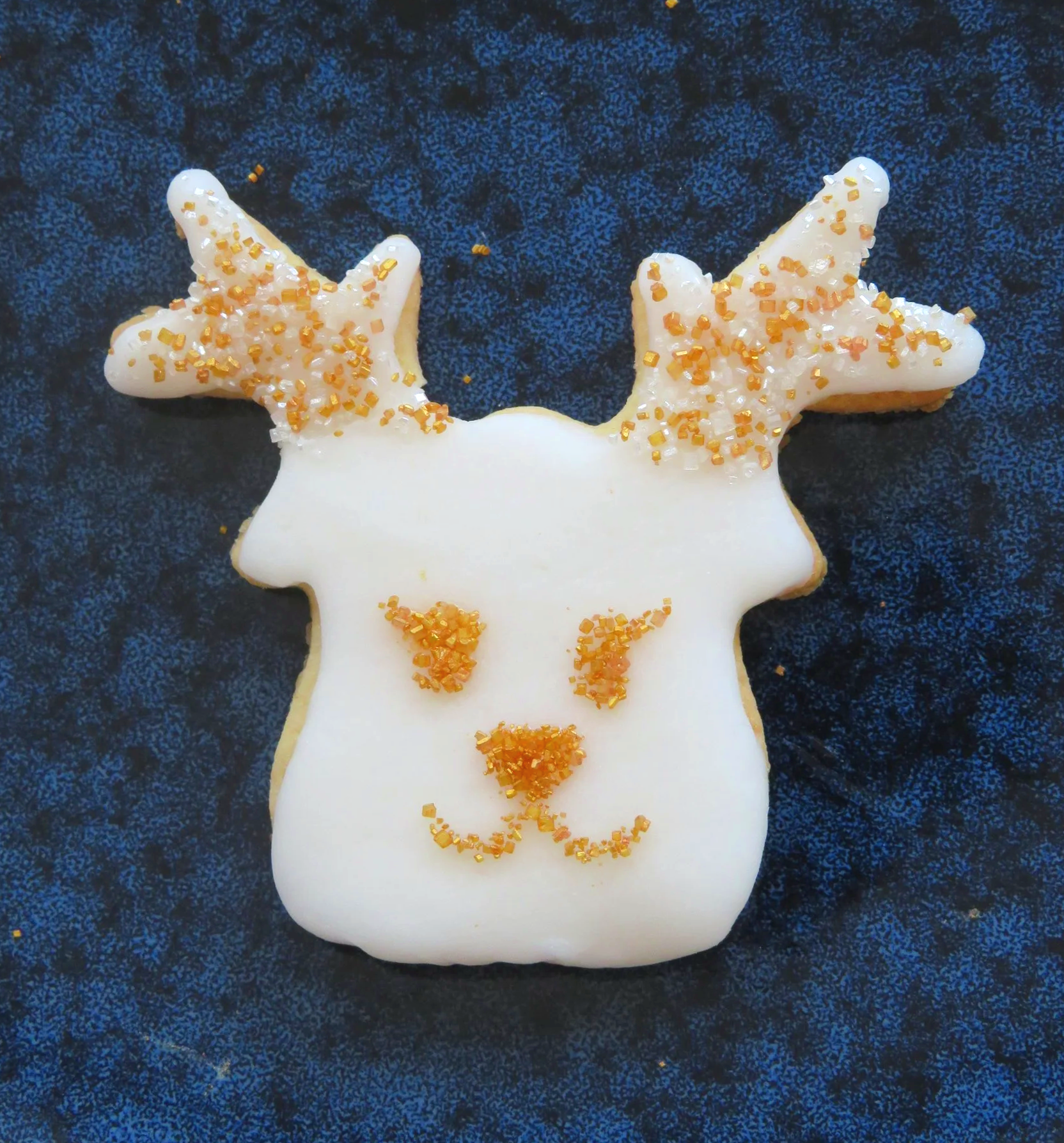 Reindeer Face Christmas Cookie with Antlers