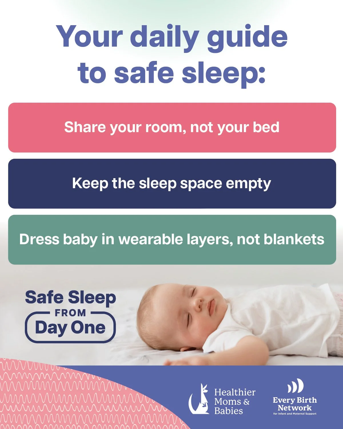 social media graphic of baby asleep
