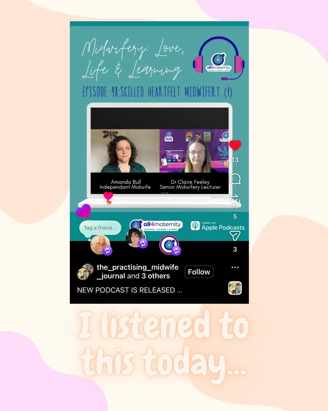 🥰 I listened to the @all4maternity podcast today with @drfeeleyrm and the gorgeous @theholdingspace_midwifery - it was just wonderful, such rich midwifery experience and wisdom articulated. I was particularly moved by the discussion above; how to &l