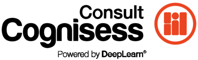 Logo for Cognissance, a consulting firm powered by DeepLearn, featuring a black and orange color scheme and the text 'Consult Cognissance Powered by DeepLearn'.