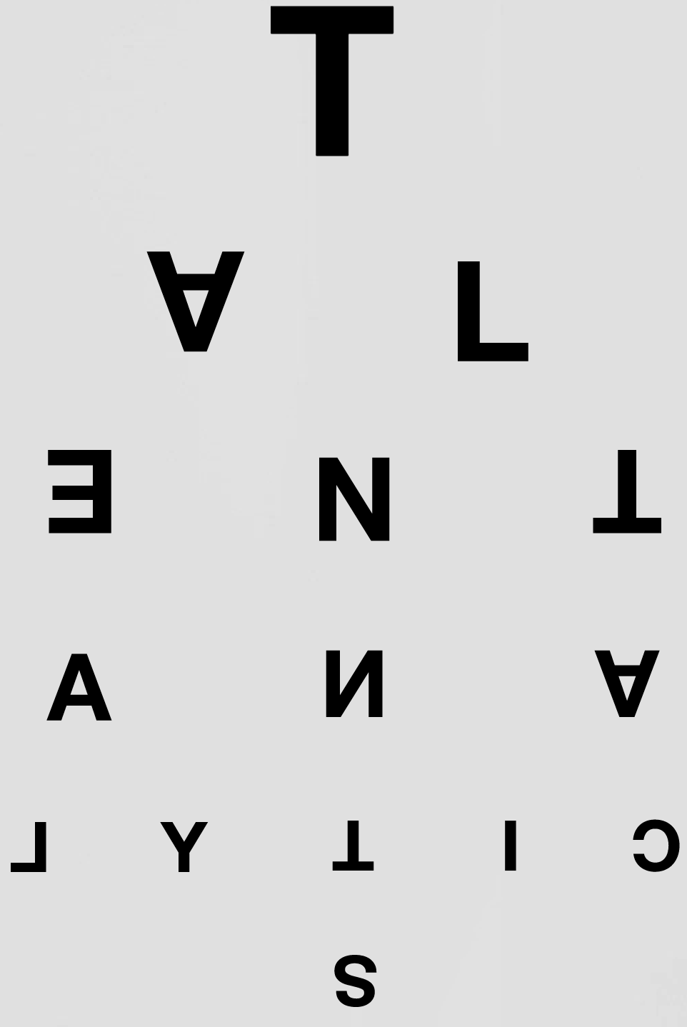 The image shows the word 'VITAL' arranged on an eye chart in a standard format, with letters decreasing in size from top to bottom.