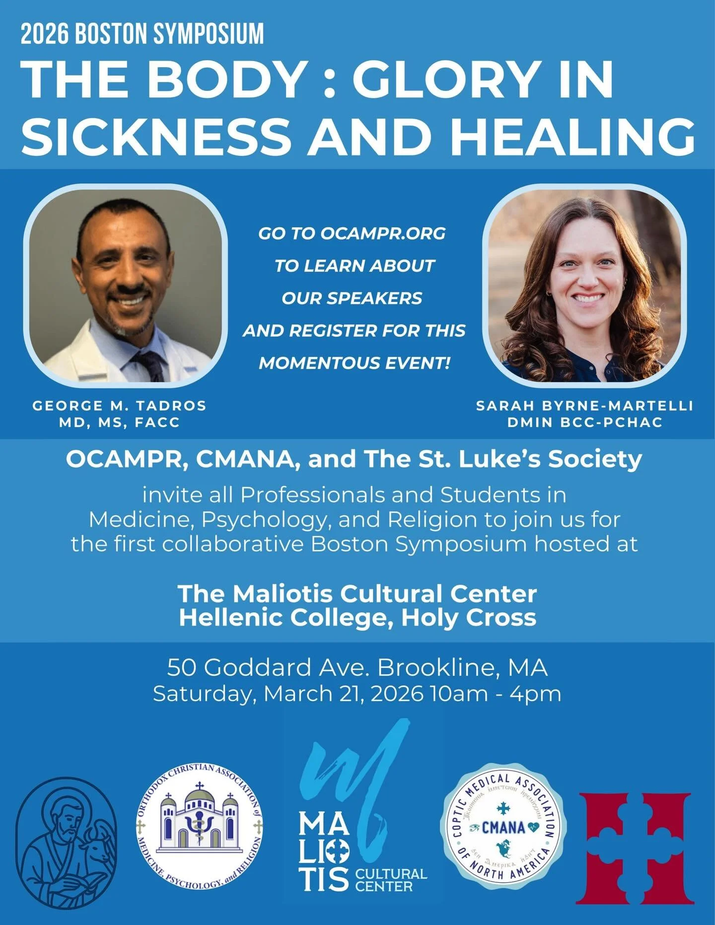 New England area friends! Big news: OCAMPR (@ocamprinfo) is hosting our first ever regional Symposium, on Saturday March 21st at the Maliotis Center at Holy Cross/Hellenic College. Dr. George Tadros and I will be offering talks on "The Body: Glo